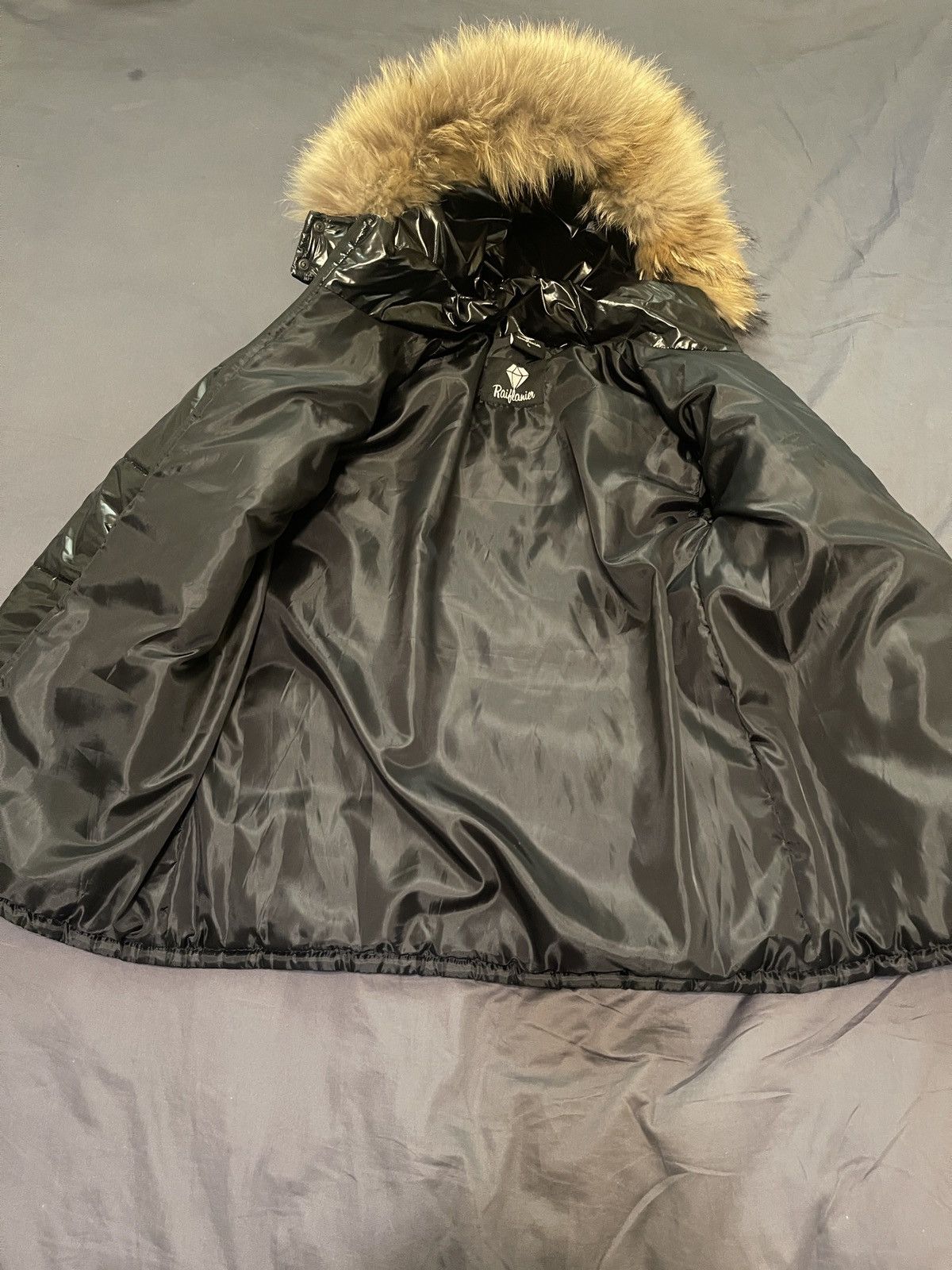 Other 1-of-1 Handmade Black Glossy Puffer Jacket with Fur hood Size US L / EU 52-54 / 3 - 3 Thumbnail