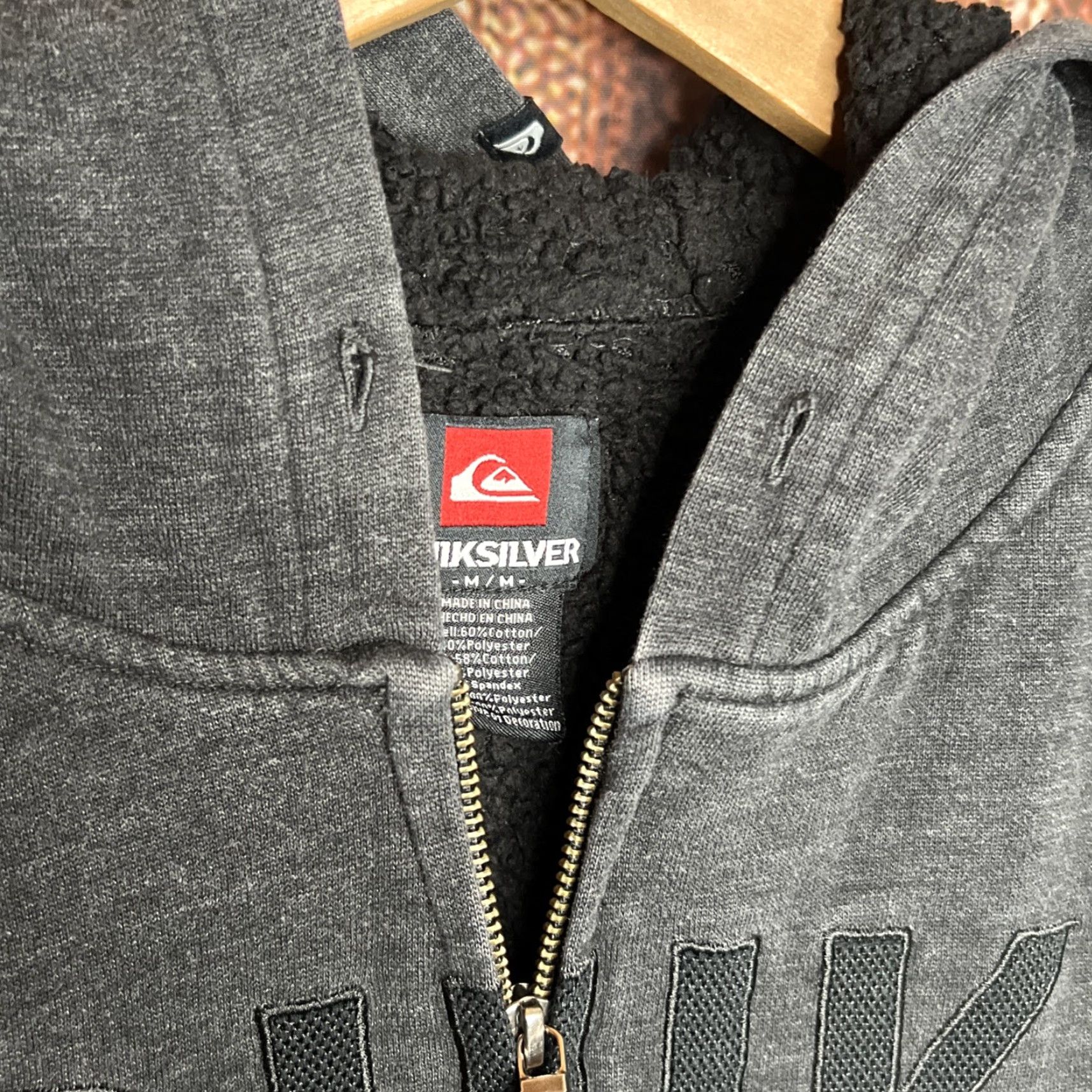 Quiksilver VINTAGE Quiksilver Hoodie with Sherpa Lining Zip Up Surf Style 2000s M Gray Men Size US M / EU 48-50 / 2 - 3 Thumbnail