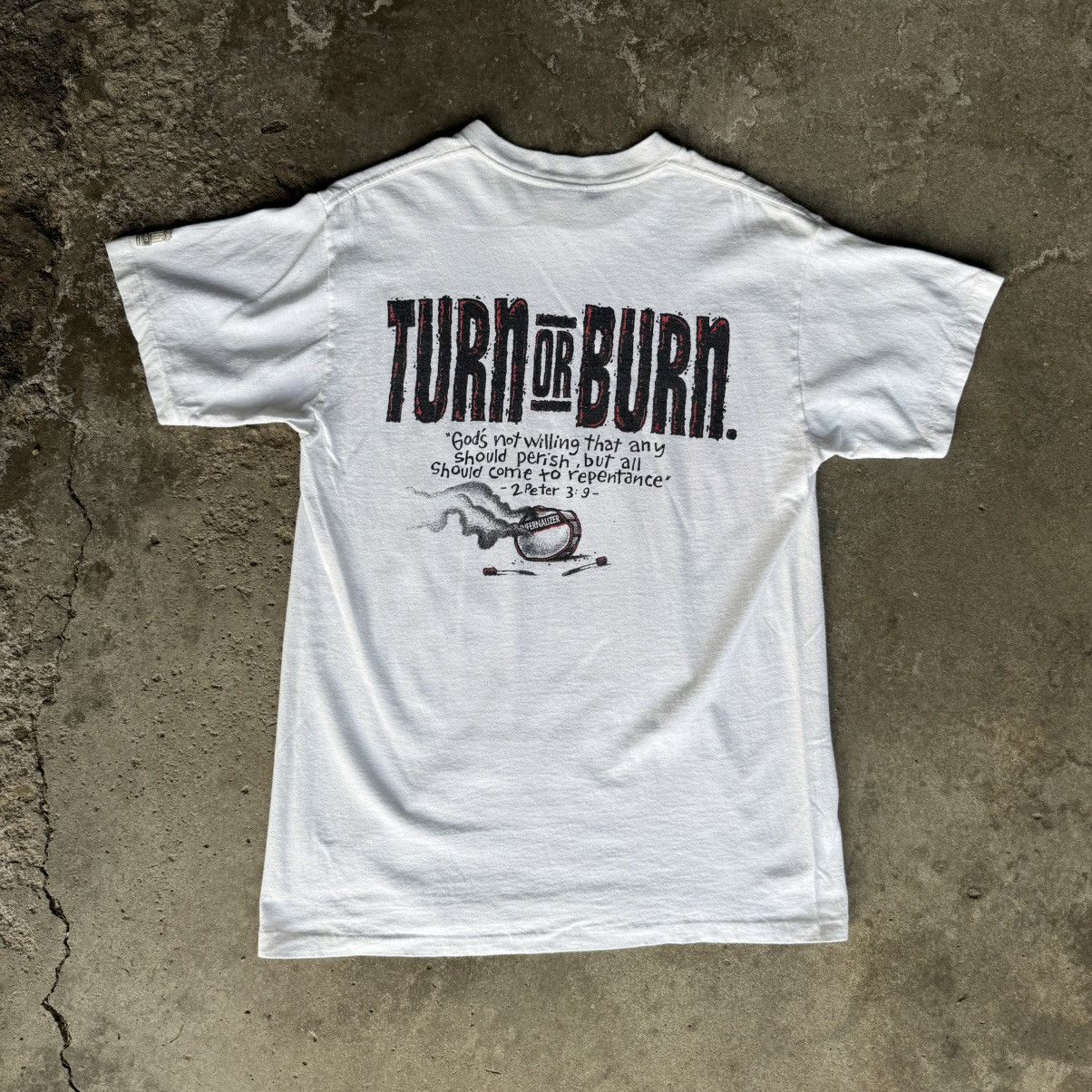 Delta 1993 Turn Or Burn graphic Tee Single Stitch Mens Medium Size US M / EU 48-50 / 2 - 4 Thumbnail