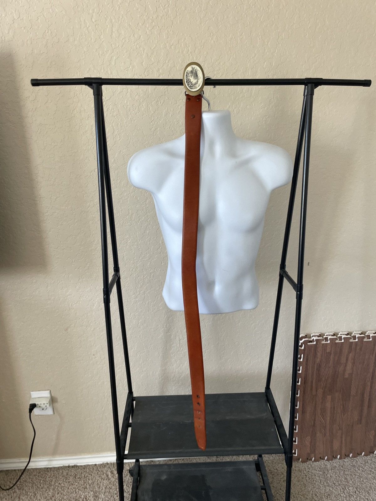 Genuine Leather Solid Brass Eagle Buckle Cowhide leather belt Size 36 - 1 Thumbnail
