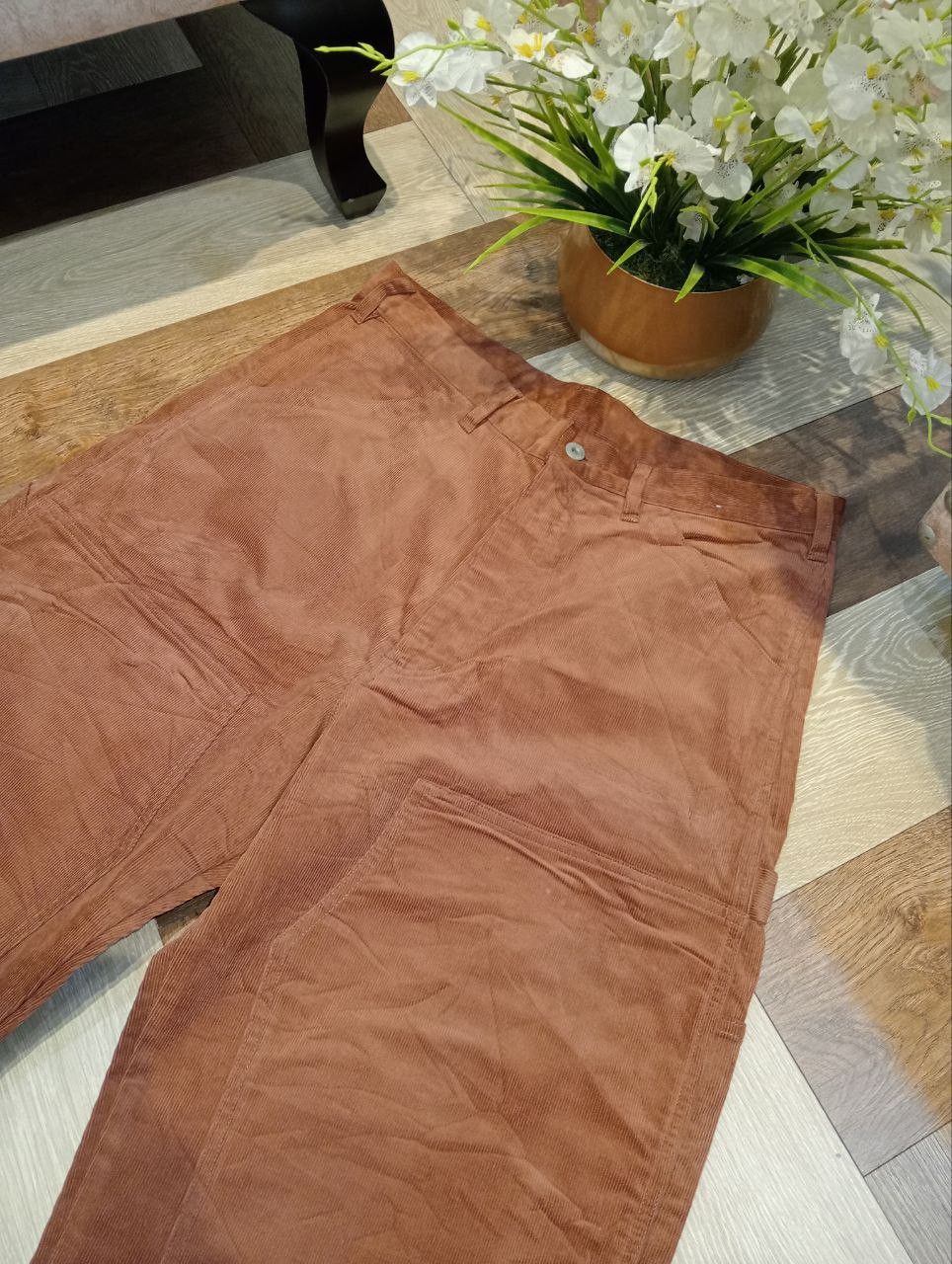 GU GU JAPAN DOUBLE KNEE WIDE BAGGY CORDUROY PANTS Size US 35 - 5 Thumbnail