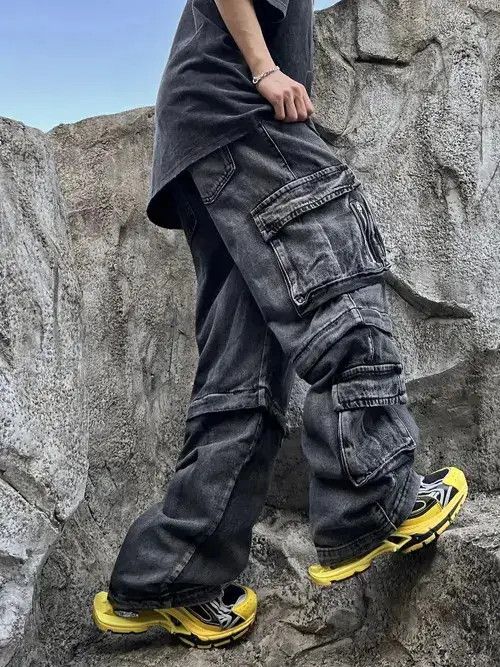 Japanese Brand Gray faded y2k baggy hiphop cargo jeans Size US 32 / EU 48 - 3 Thumbnail