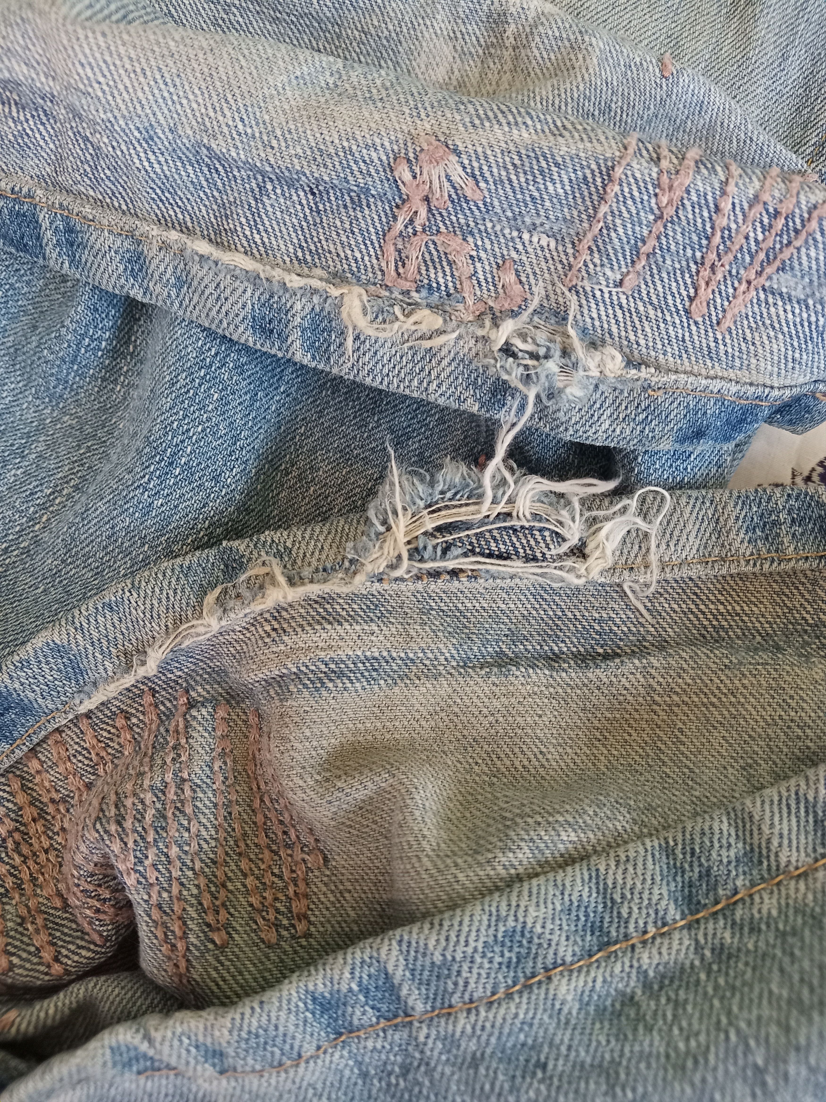 Levi's 💥RARE💥LEVIS Flare Distressed Custom Dirty Light Wash Jeans Size 33" - 13 Thumbnail
