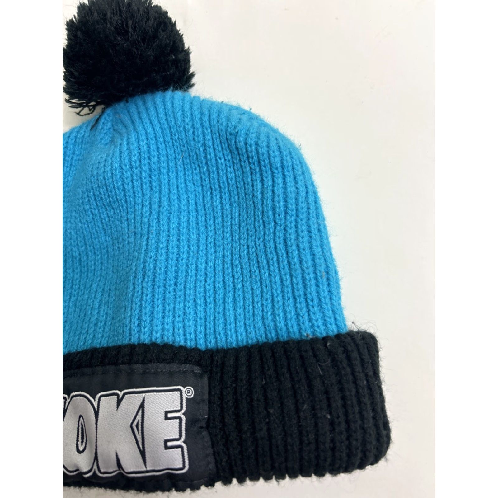 Vintage Woke Beanie Pom Pom One Size Teal Black acrylic Size ONE SIZE - 4 Thumbnail
