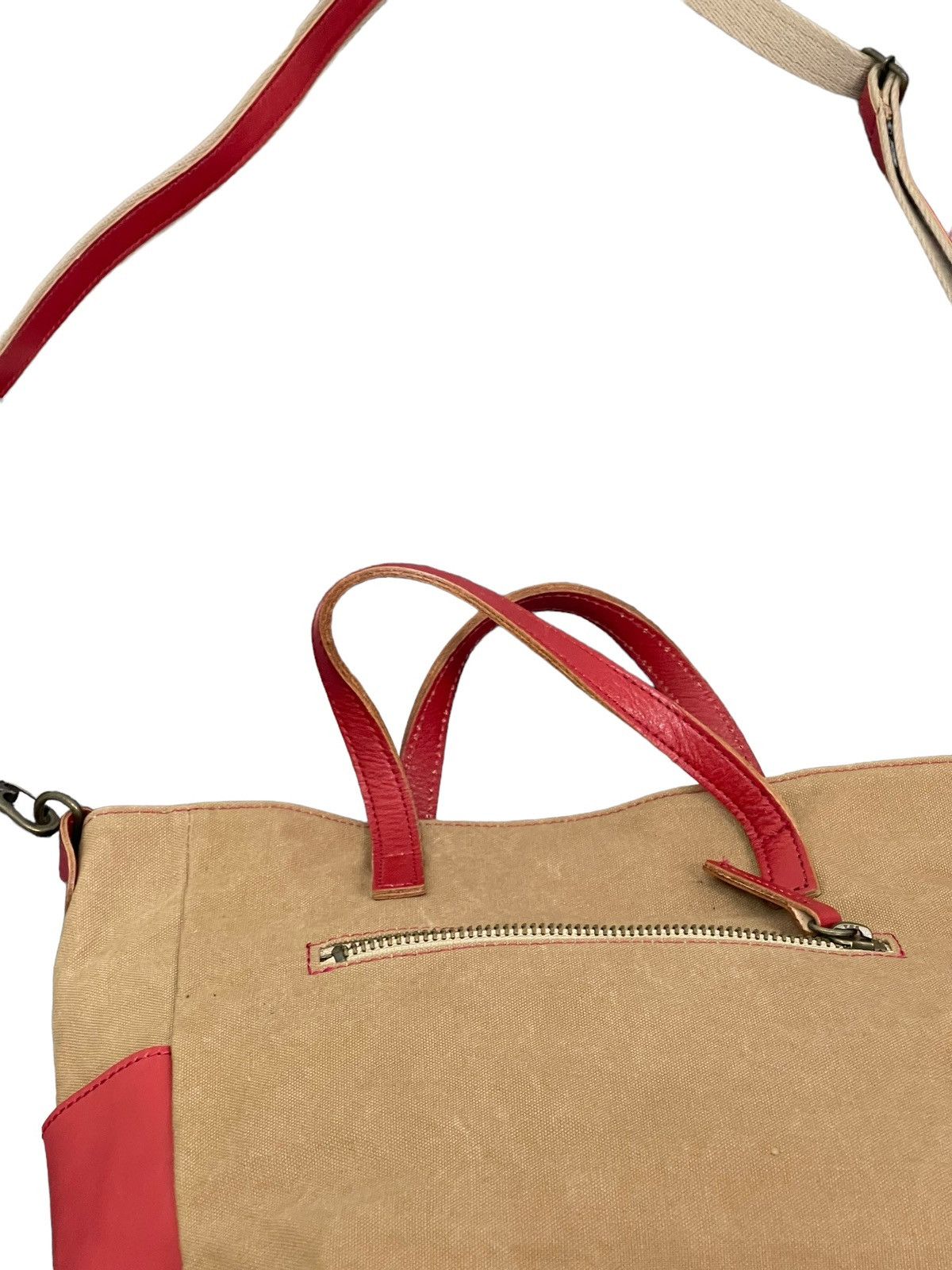 Japanese Brand Leather Cotton Canvas Lily Japan Sling Cross Body Bag 4🟩 Size ONE SIZE - 9 Thumbnail