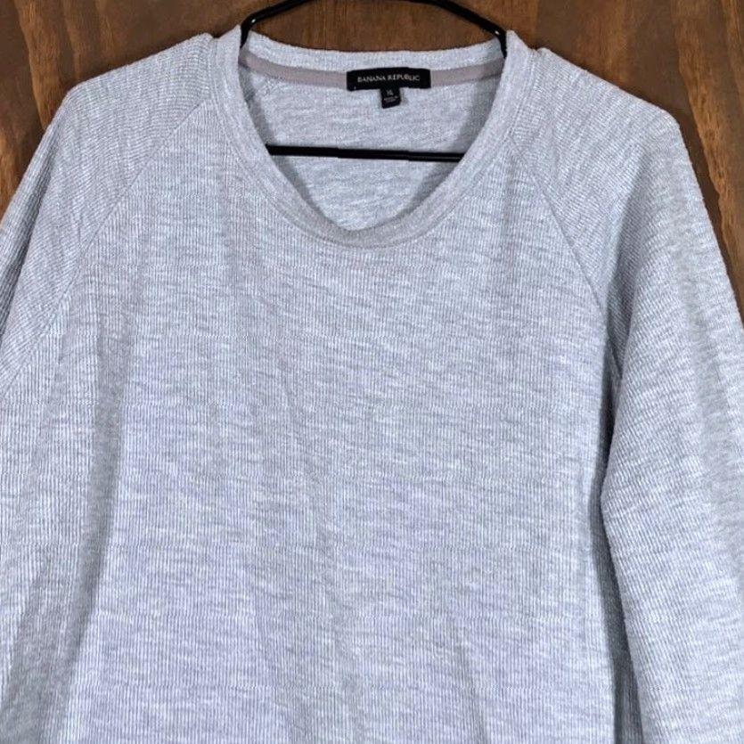 Banana Republic Banana Republic Mens Shirt Gray Thermal Waffle Long Sleeve Crew Neck XL Size US XL / EU 56 / 4 - 2 Thumbnail