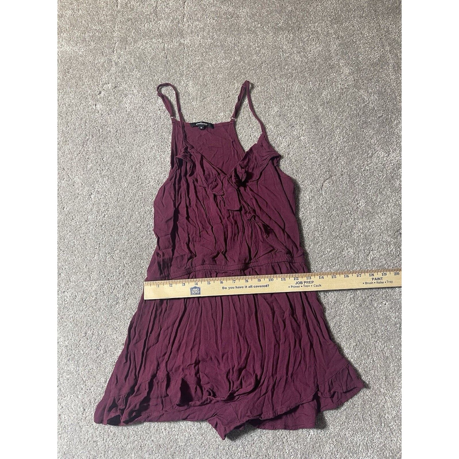 Other 90's Romper Womens M Maroon Ruffled Rayon Boho Whimsigoth Size 26" / US 2 / IT 38 - 4 Thumbnail