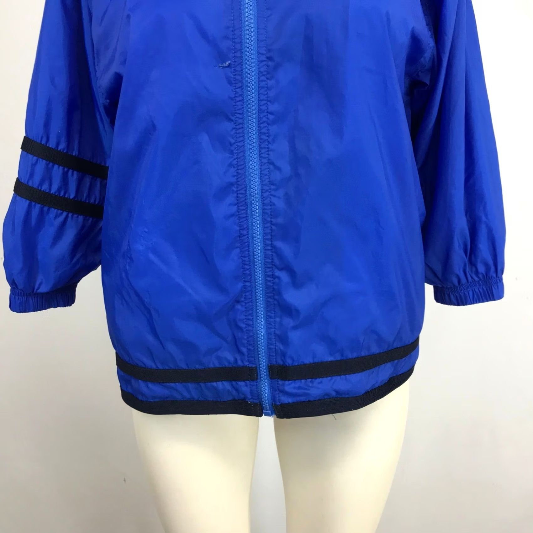 Nike VINTAGE Nike Windbreaker Jacket Blue Full Zip Striped Swoosh Logo Womens Small Size S / US 4 / IT 40 - 3 Thumbnail