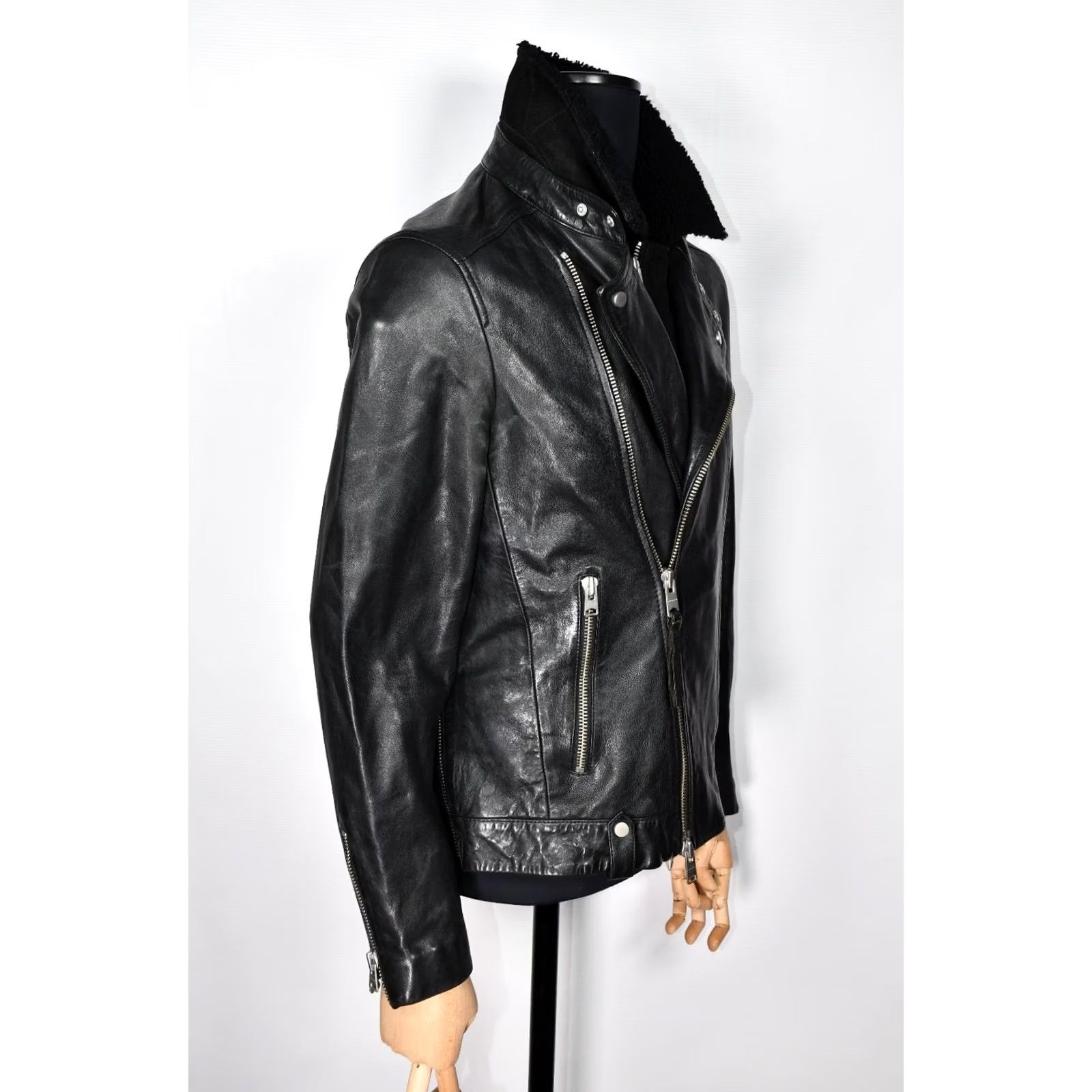 Allsaints AllSaints Prospect Leather Biker Jacket Black M Mens Jacket Leather Streetwear Front Zip Zipper Casual 90s Event Vintage: No Size US M / EU 48-50 / 2 - 4 Thumbnail