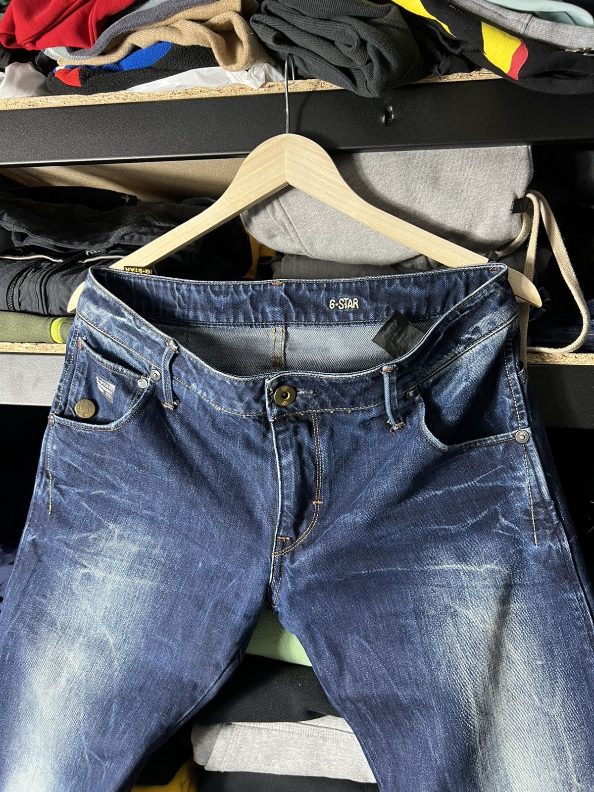 G-Star G-Star Raw ARC 3D Slim Fit Jeans Distressed Blue Denim Size US 32 / EU 48 - 8 Thumbnail