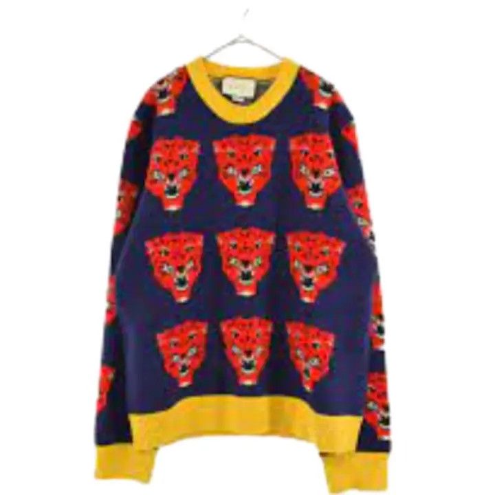 Gucci Gucci Tiger Print Sweater in Blue Size US M / EU 48-50 / 2 - 1 Thumbnail