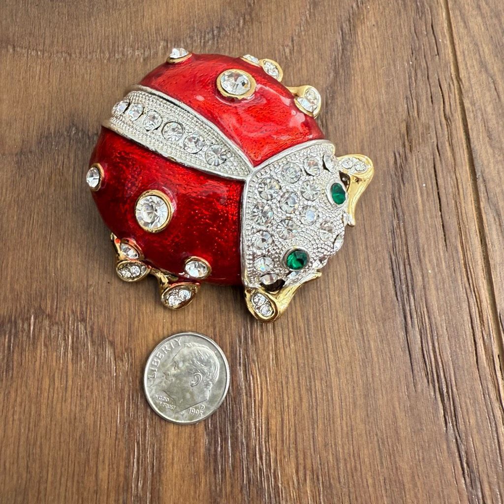 Other Large Enamel Ladybug Brooch Pin Rhinestone Bling Size ONE SIZE - 2 Thumbnail