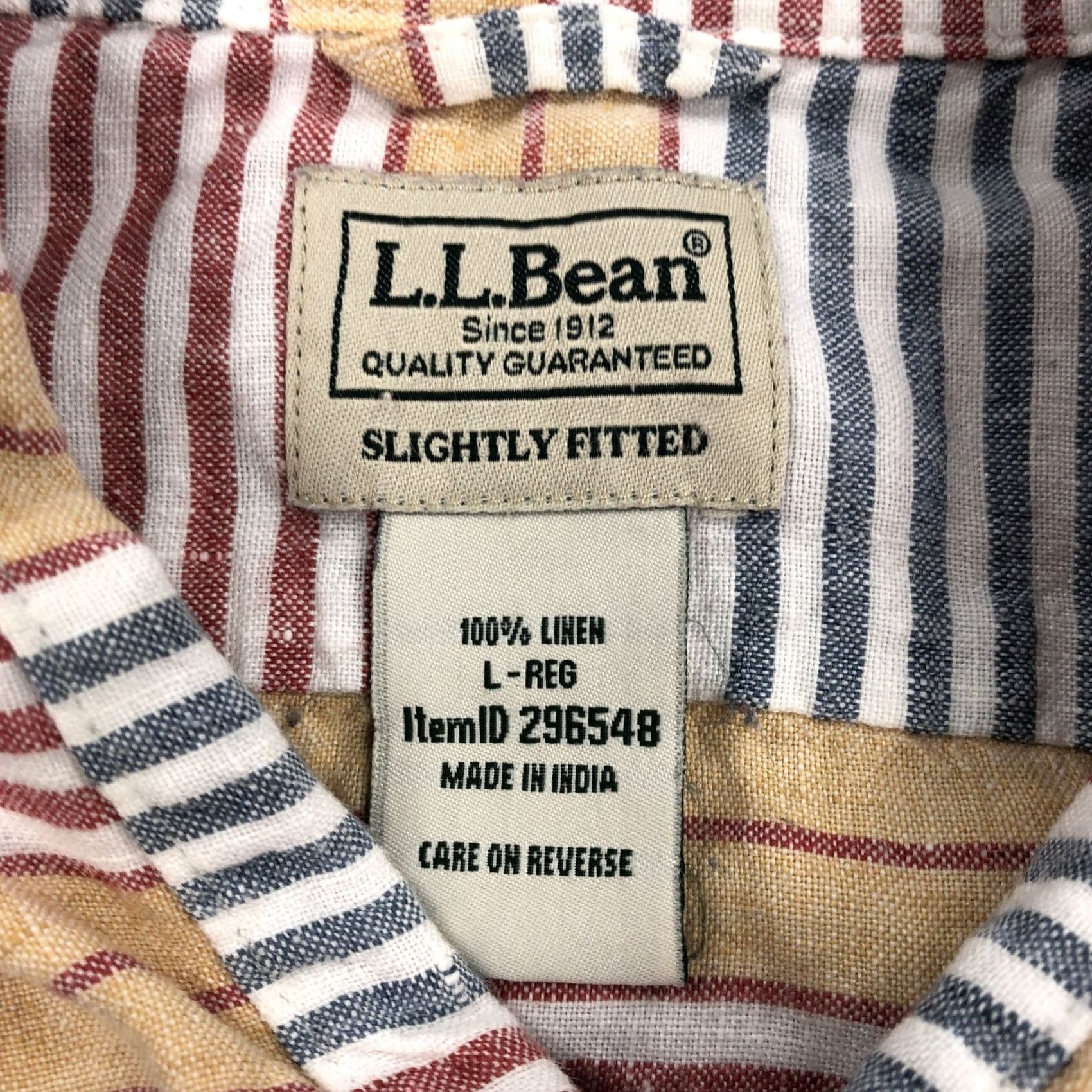 Vintage L.L.Bean Men's L Regular Linen Blend Striped Casual Button Down Shirt Short Sleeve"} Size US L / EU 52-54 / 3 - 3 Thumbnail