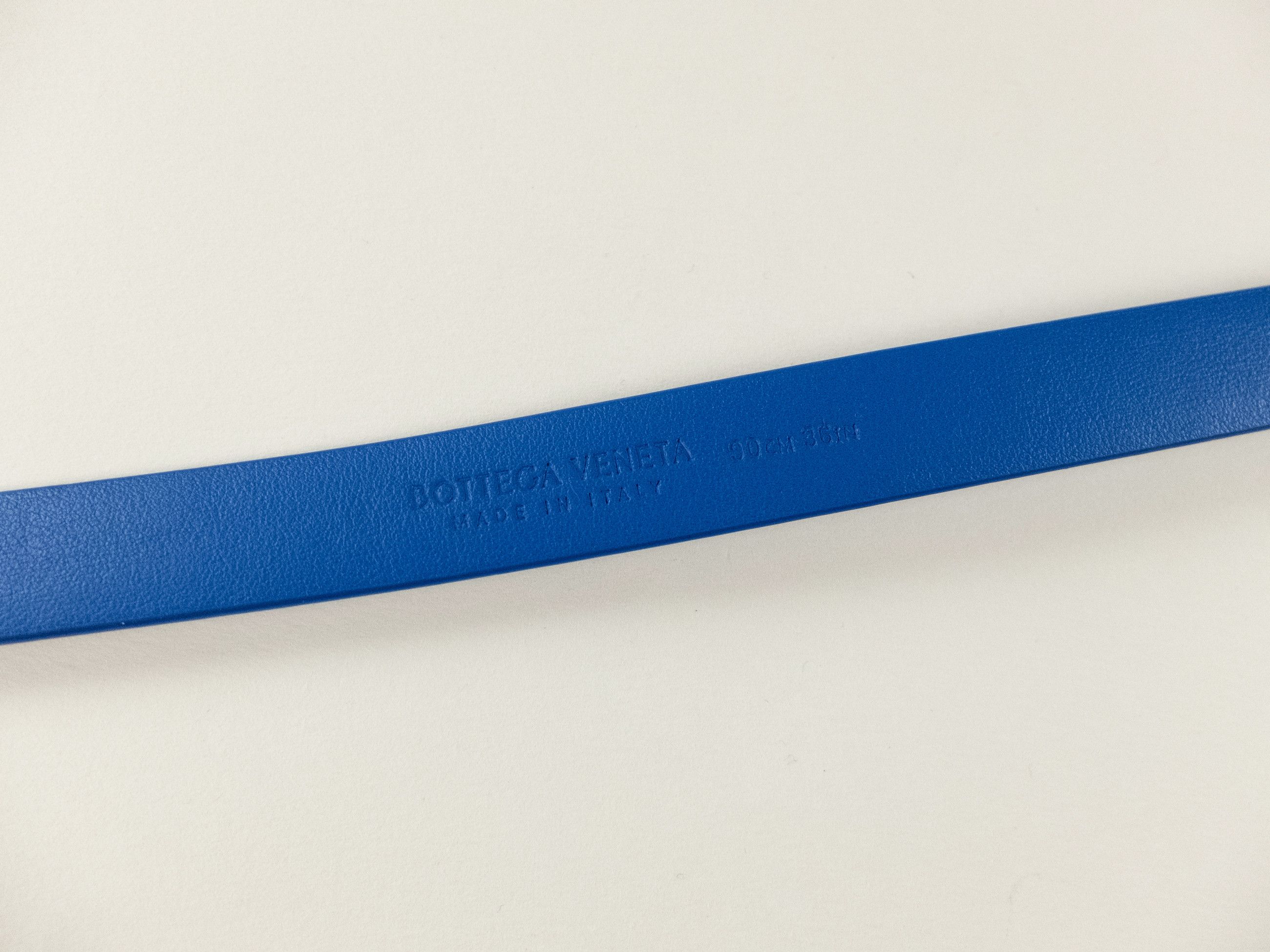 Bottega Veneta BOTTEGA VENETA cobalt blue thin French calf leather belt 90 Size 34 - 5 Thumbnail