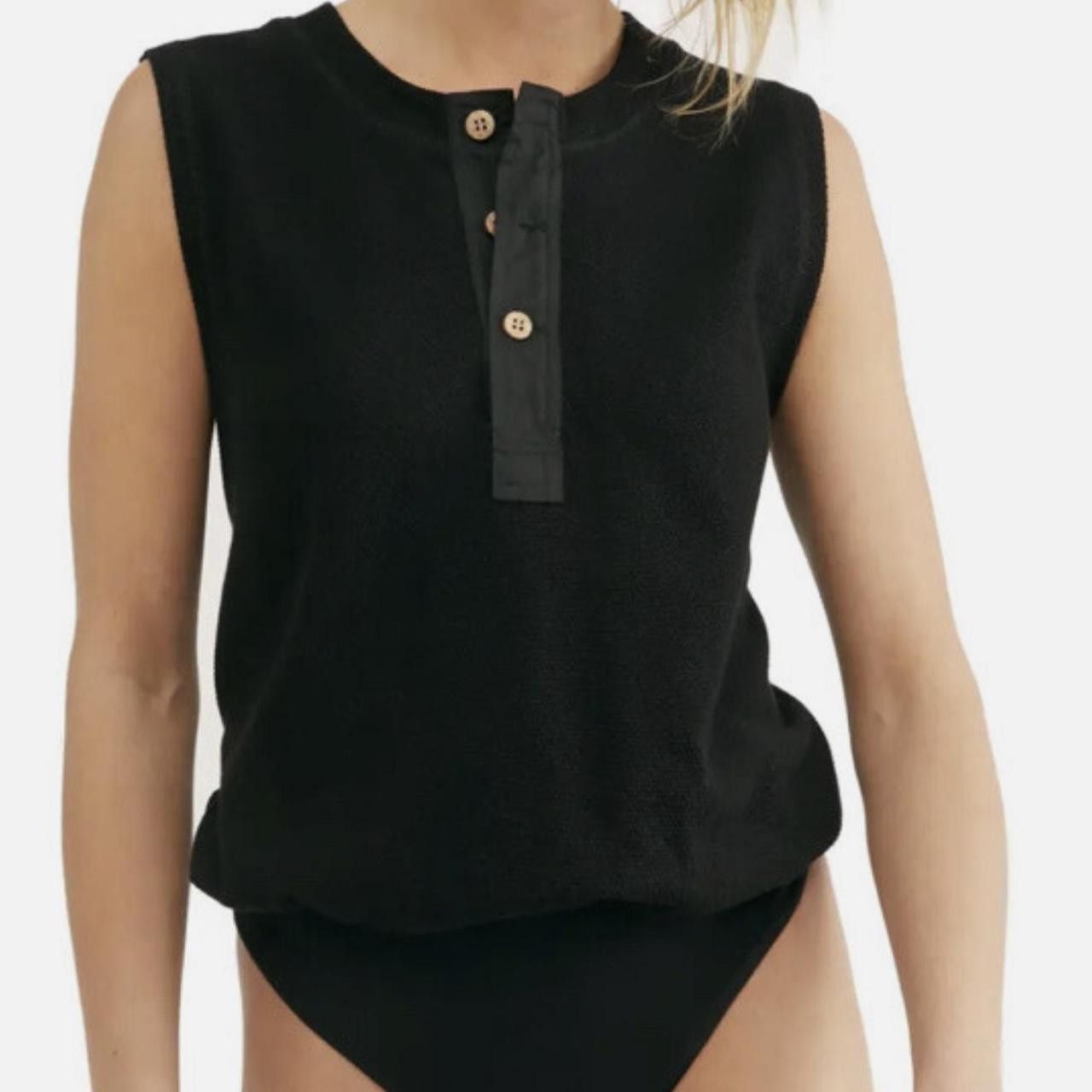 Free People Free People Peek Aye Bodysuit: Sz M: Black Wood Buttons Size M / US 6-8 / IT 42-44 - 1 Thumbnail