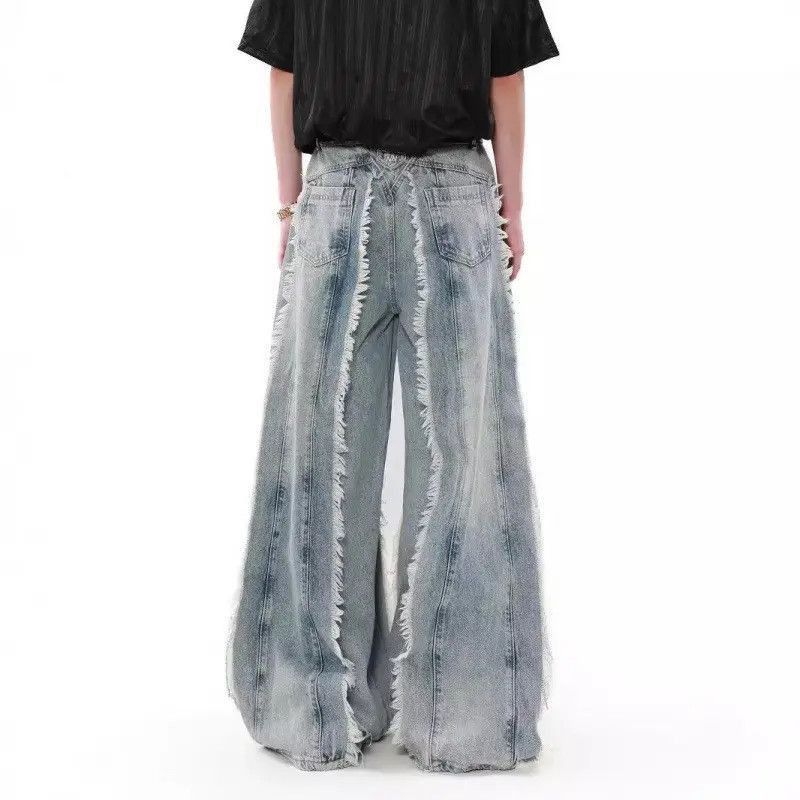 Japanese Brand Retro loose fringe patchwork jeans Size US 32 / EU 48 - 4 Thumbnail