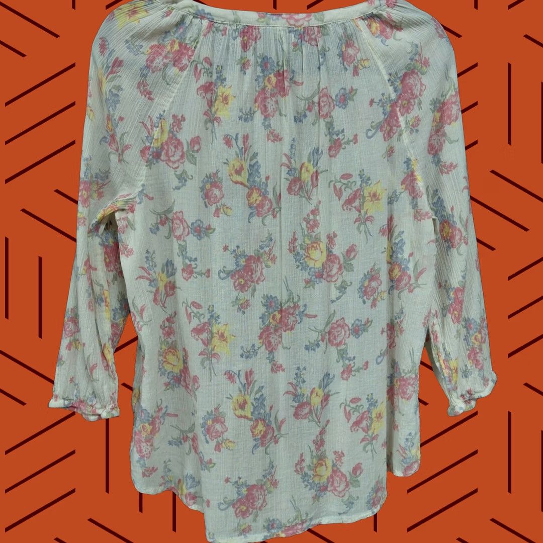 Chaps Chaps Blouse Pink 3/4 Sleeve Scoop Neck Women Size M Regular Floral Polyester Lightweight Work casual Size M / US 6-8 / IT 42-44 - 1 Thumbnail