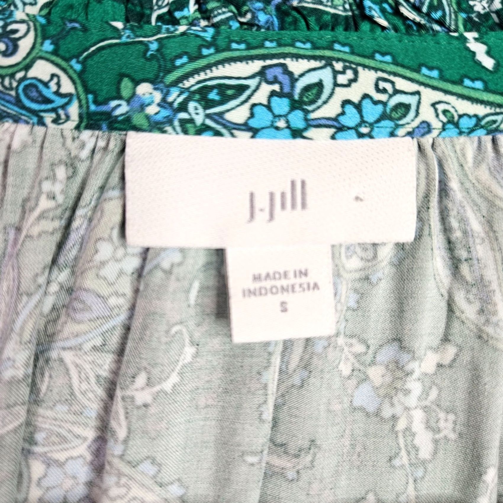 J. Jill J. Jill Blouse Paisley 3/4 Sleeve Green S Women's V-Neck Rayon Viscose Casual Shirt/Blouse Regular Fit Size S / US 4 / IT 40 - 7 Thumbnail