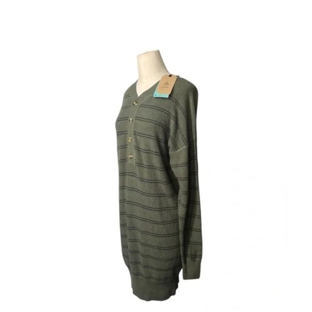 Prana Prana | Milani Green Henley Waffle Knit Organic Dress in Si Size S / US 4 / IT 40 - 5 Thumbnail