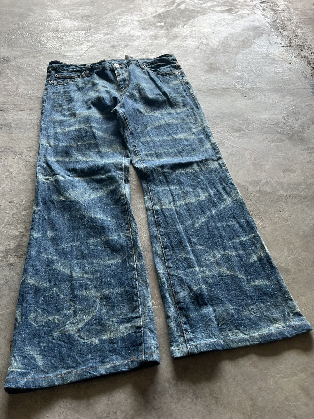 Hysteric Glamour flare japanese denim wavy tiger stripe style wash faded Size US 36 / EU 52 - 9 Thumbnail