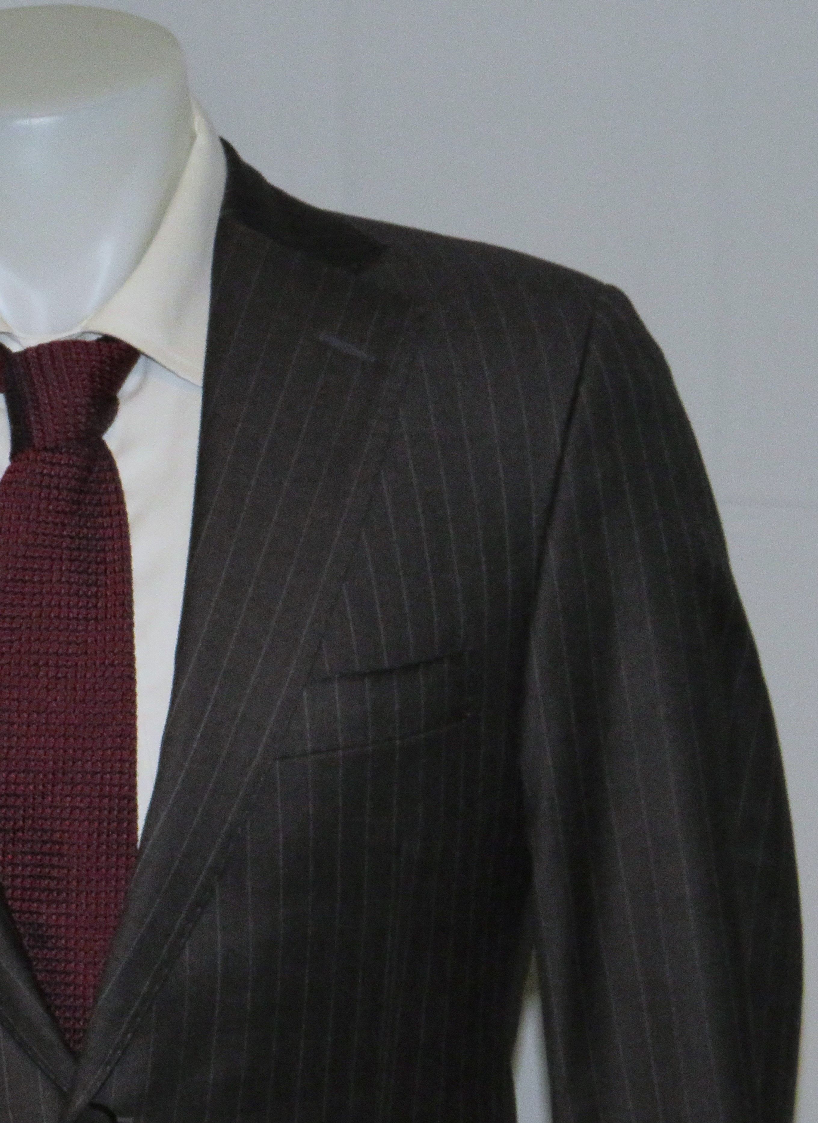 Loro Piana 150 Charcoal Stripe Custom Two Button Suit 40S