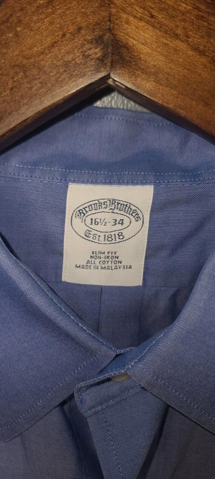 Brooks Brothers Brooks Brothers Blue Dress SLIM FIT Men's Size 16 1/2-34 Size 38R - 4 Thumbnail