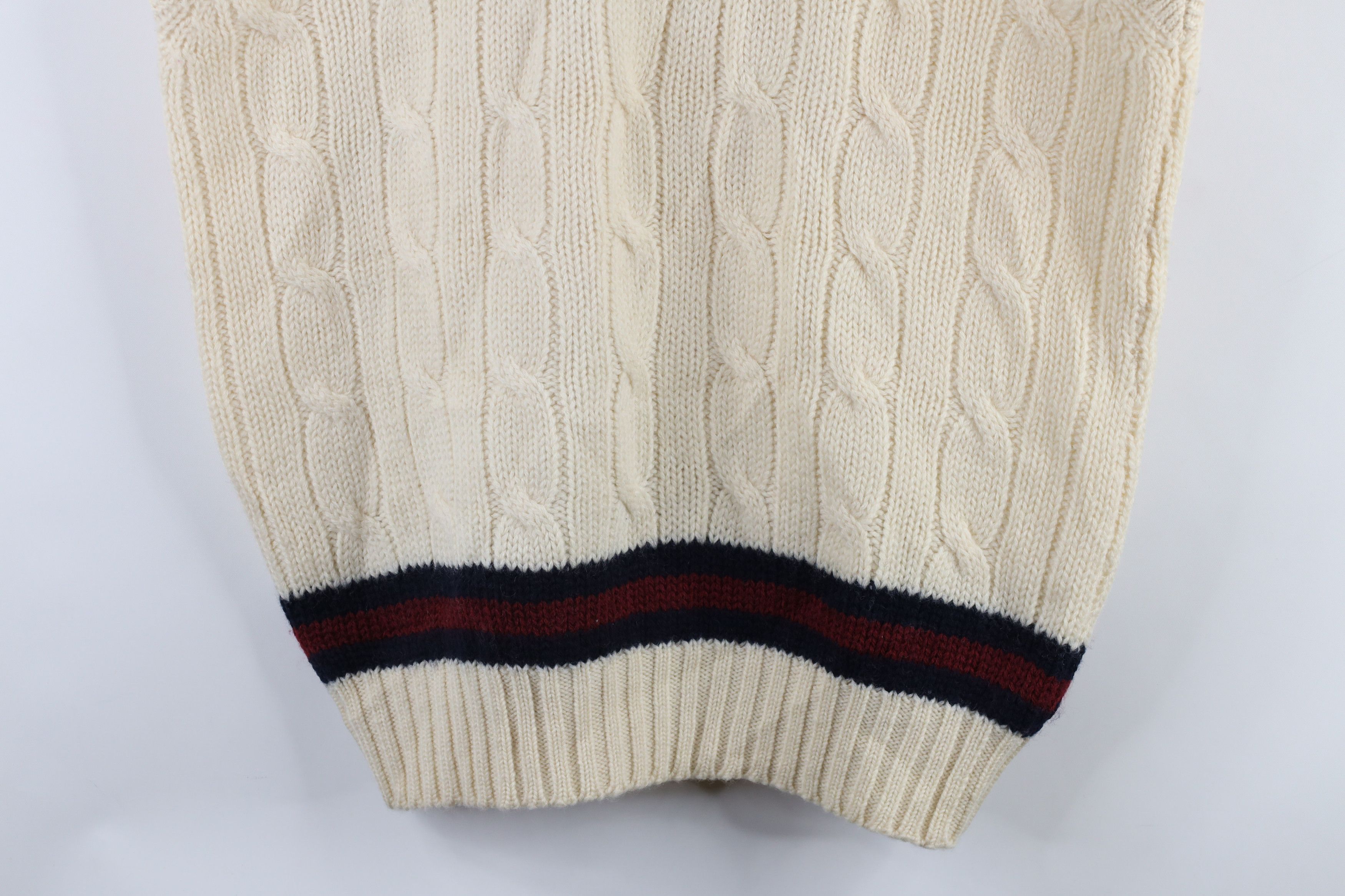 Vintage Vintage 70s Dapper Chunky Wool Cable Knit Sweater Vest Cream Size US XL / EU 56 / 4 - 9 Thumbnail