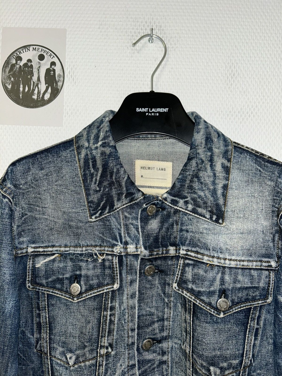 Helmut Lang 2004 Marble Wash Broken Denim Jacket Size US M / EU 48-50 / 2 - 4 Thumbnail