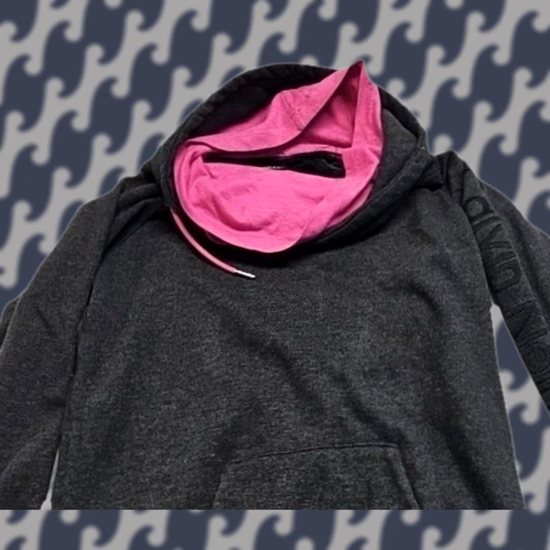 Calvin Klein Calvin Klein Performance Hoodie Womens M Gray Pink Mock Neck Pullover Logo Pockets Lightweight Activewear Size M / US 6-8 / IT 42-44 - 1 Thumbnail