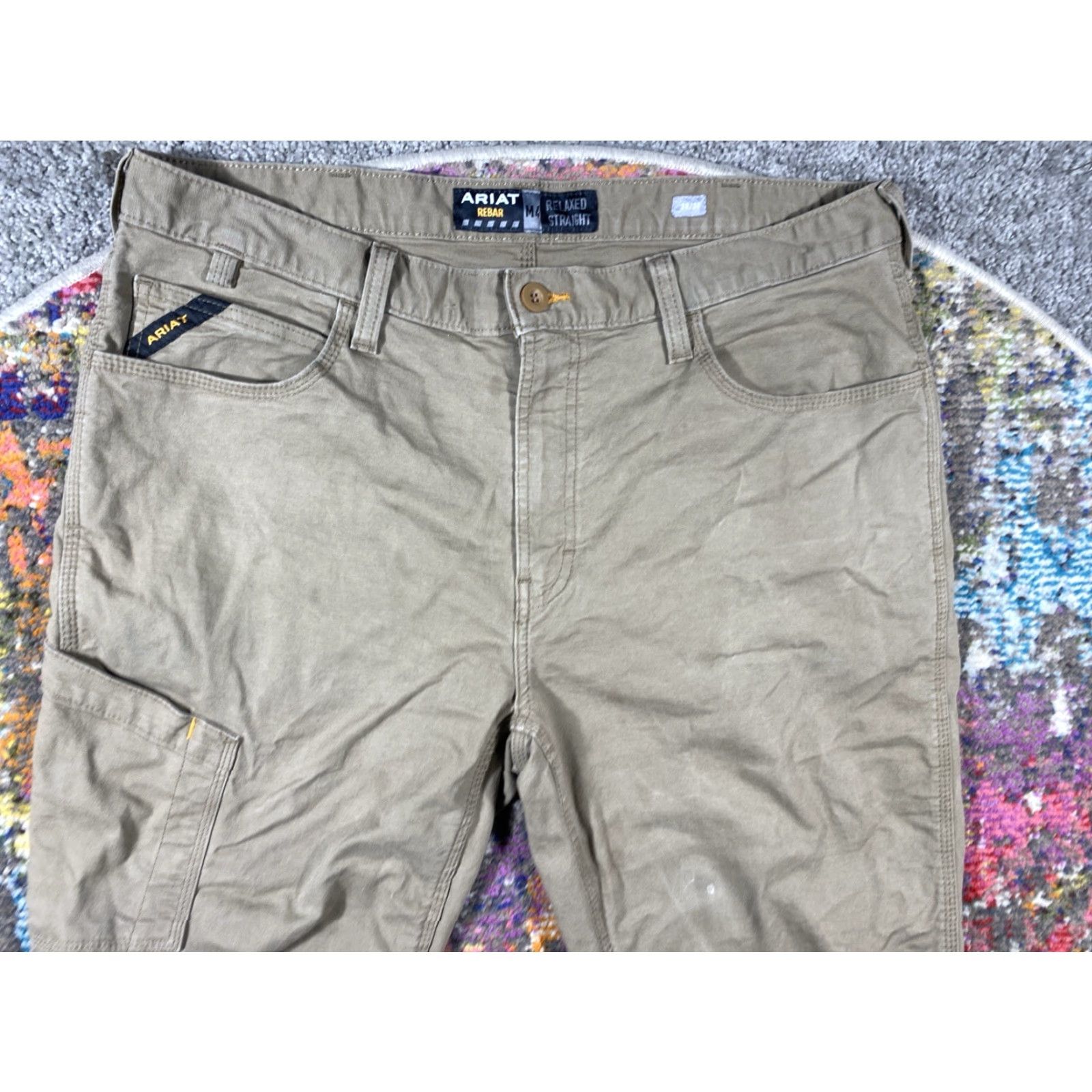Ariat Ariat Pants Mens 38x30 Tan Brown Rebar M4 Relaxed Canvas Straight Leg Workwear Size US 38 / EU 54 - 3 Thumbnail