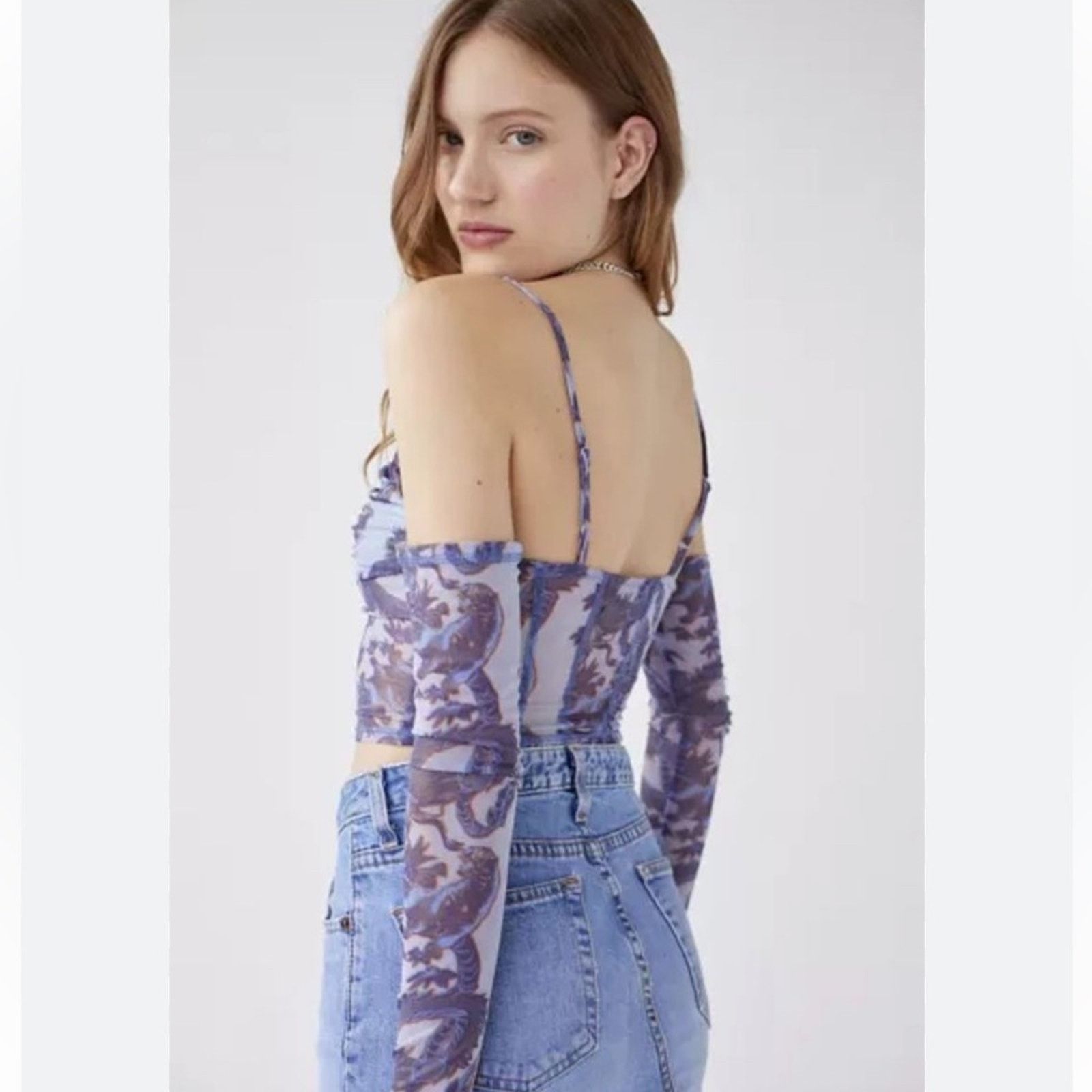Urban Outfitters Urban Outfitters Ziggy Purple Paisley Corset Top Sz L Size L / US 10 / IT 46 - 2 Thumbnail