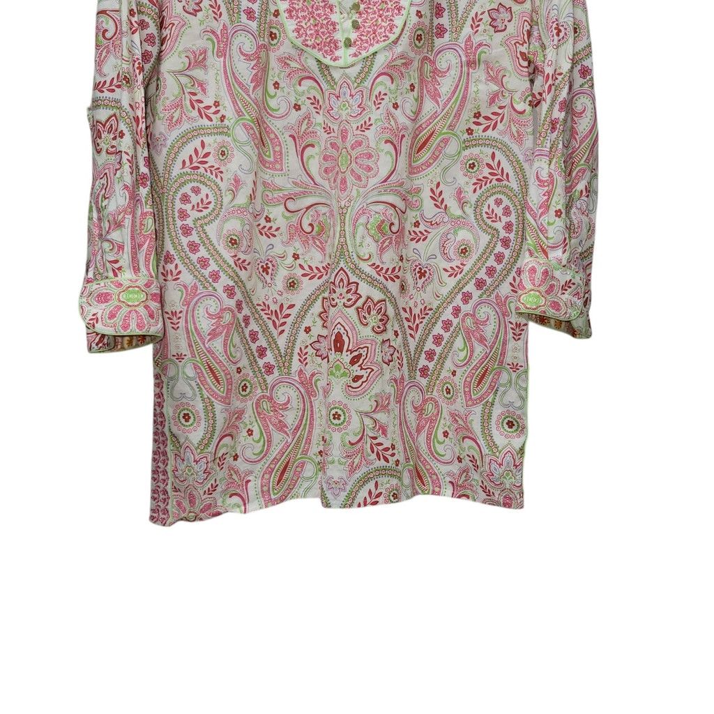 Robert Graham Robert Graham Women 3/4 Paisley Side Slit V-neck Blouse Top Size L / US 10 / IT 46 - 7 Thumbnail