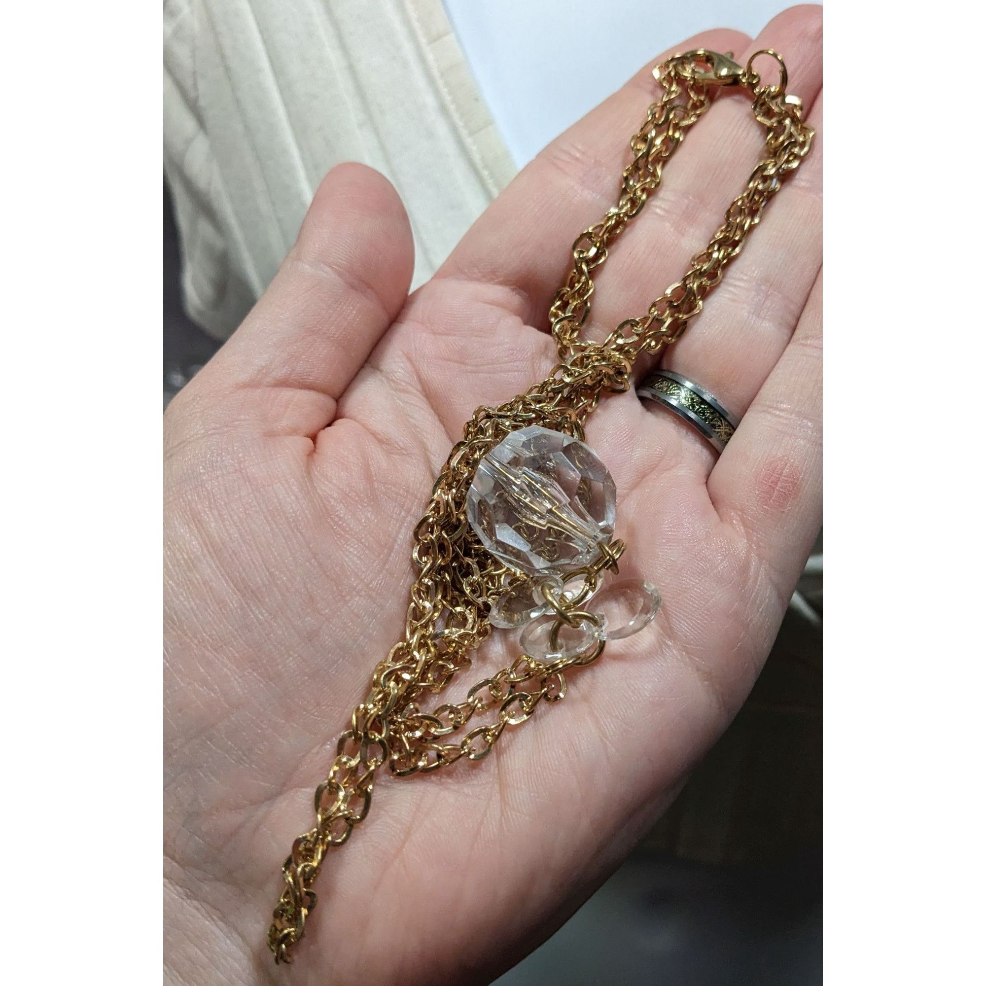 Other Elegant Cleat Gemmed Gold Tone Layered Tassel Necklace Size ONE SIZE - 3 Thumbnail