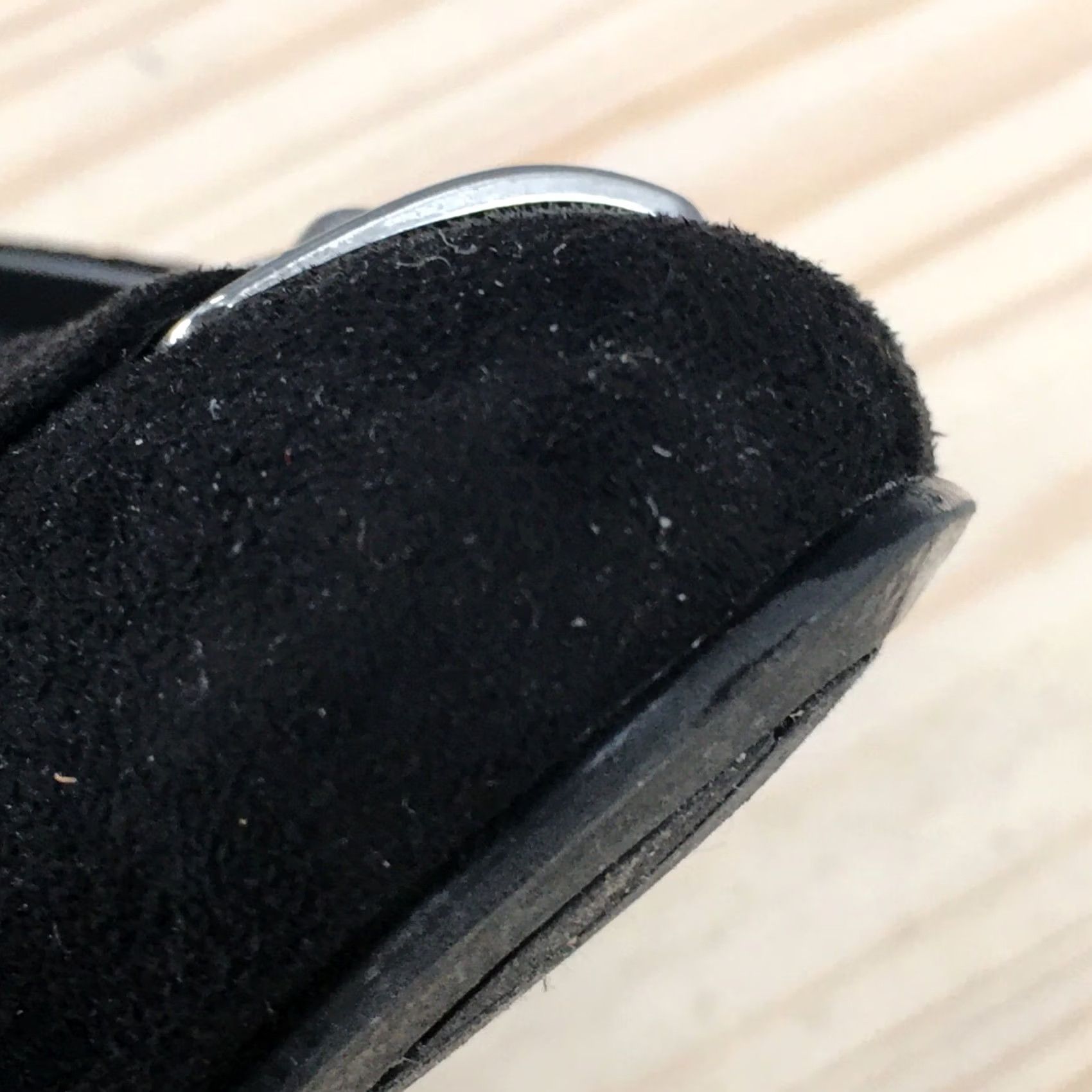 Vintage Impo Heels Womens 9.5 M Wedge Pumps Casual Comfort Black Fabric Slip On Buckle Shoes Size US 10 / IT 40 - 5 Thumbnail