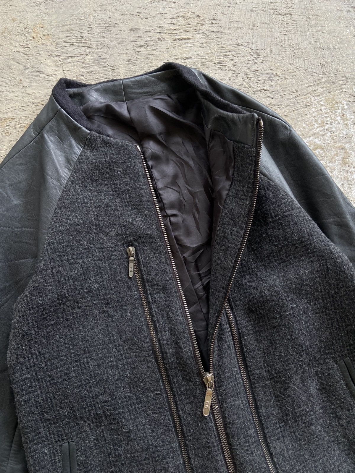 Ekam 2000s Ishinn - CCP Style Leather Sleeve Riri Zip Jacket Size US S / EU 44-46 / 1 - 4 Thumbnail