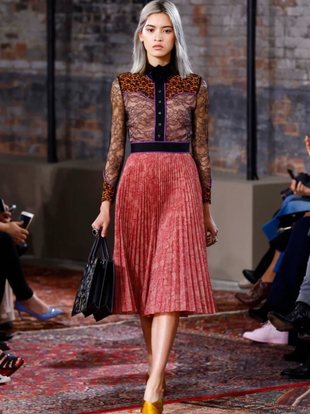 Gucci Gucci Runway Multicolor Floral Bonded Lace Plisse Dress | Grailed