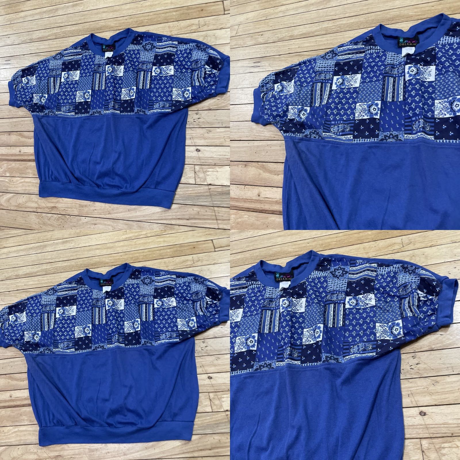 Vintage VINTAGE LA DREAMIN Paisley Top Women 22W Blue Floral Cuff Pullover Knit 48" Women T-Shirt XS-XXL not included Size 3XL / US 20-22 - 10 Thumbnail