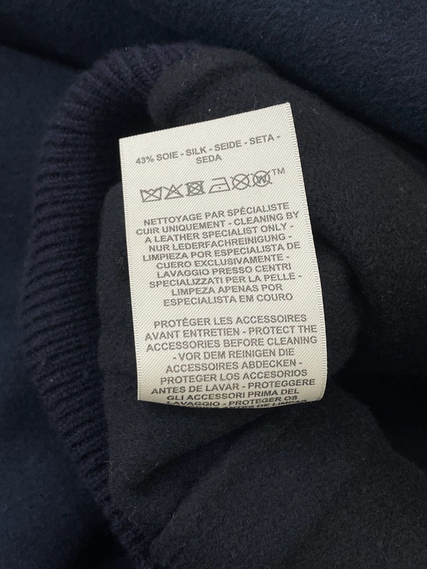 Hermes Hermes 25 SS Navy Blue Leather Panel Cashmere Jacket FR38 Size S / US 4 / IT 40 - 5 Thumbnail