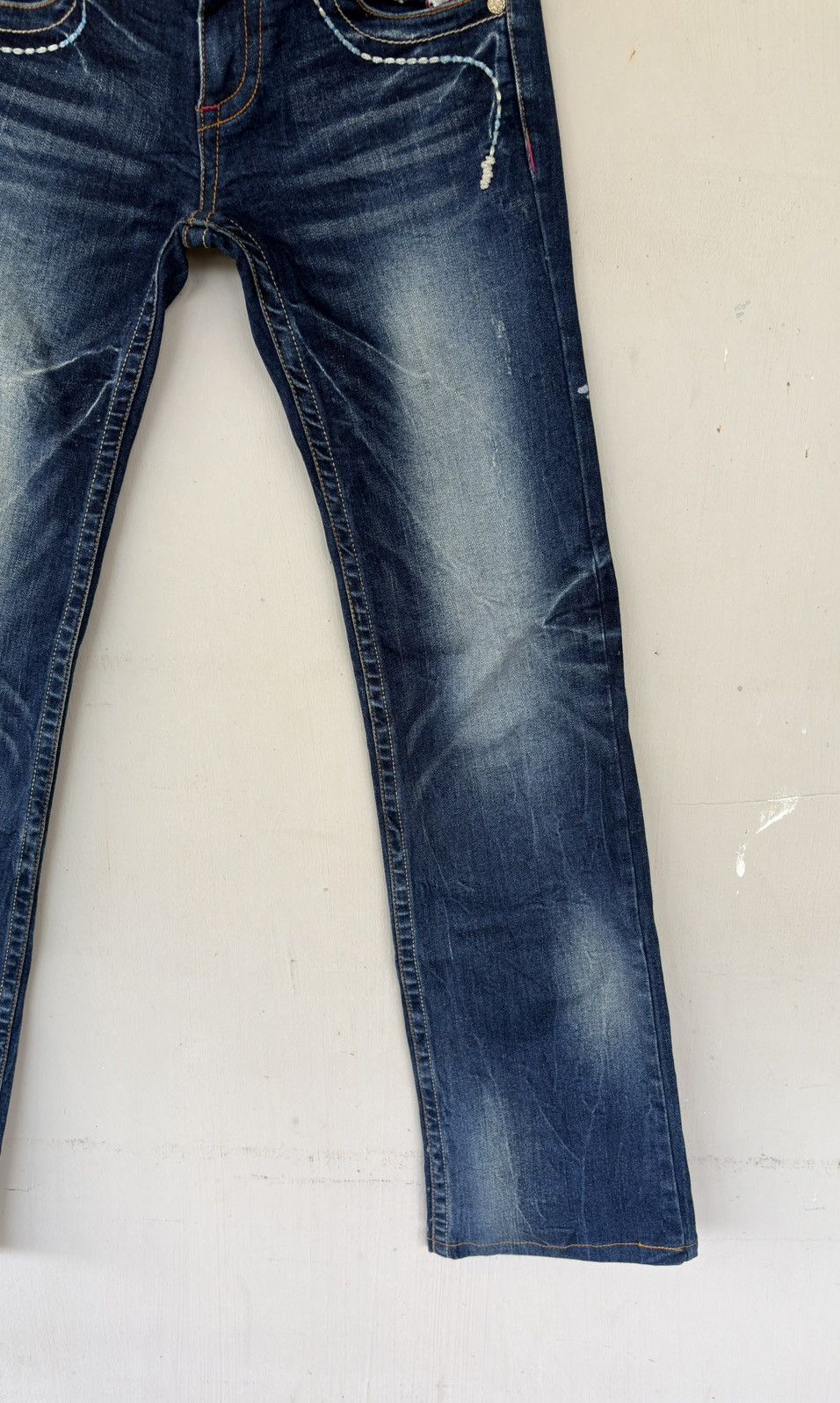 Japanese Brand Red Pepper Union Jack Streetwear Low Flared Distressed Denim Size US 31 - 6 Thumbnail