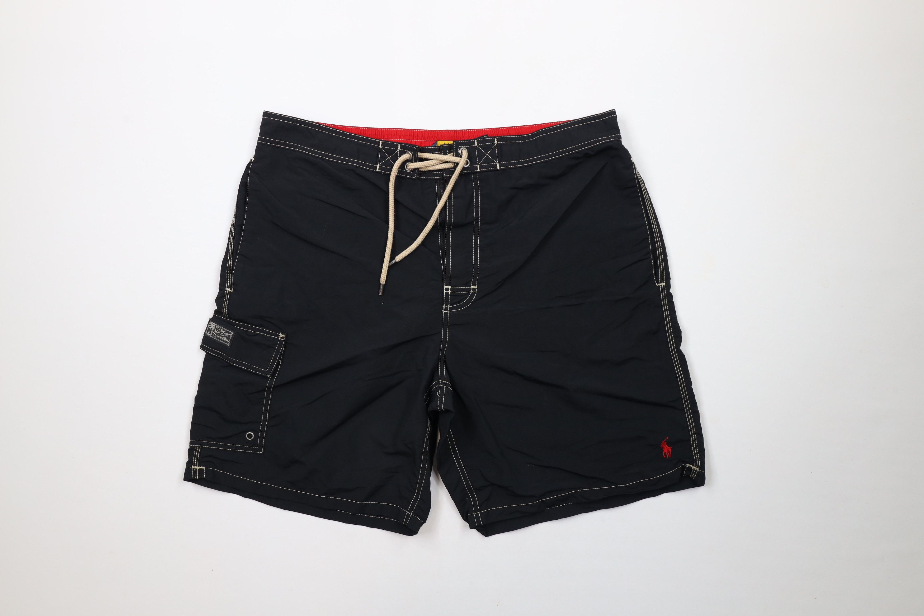 Ralph Lauren × Vintage Vintage Ralph Lauren Spell Out Lined Short Swim Trunks Black Size US 34 / EU 50 - 1 Thumbnail
