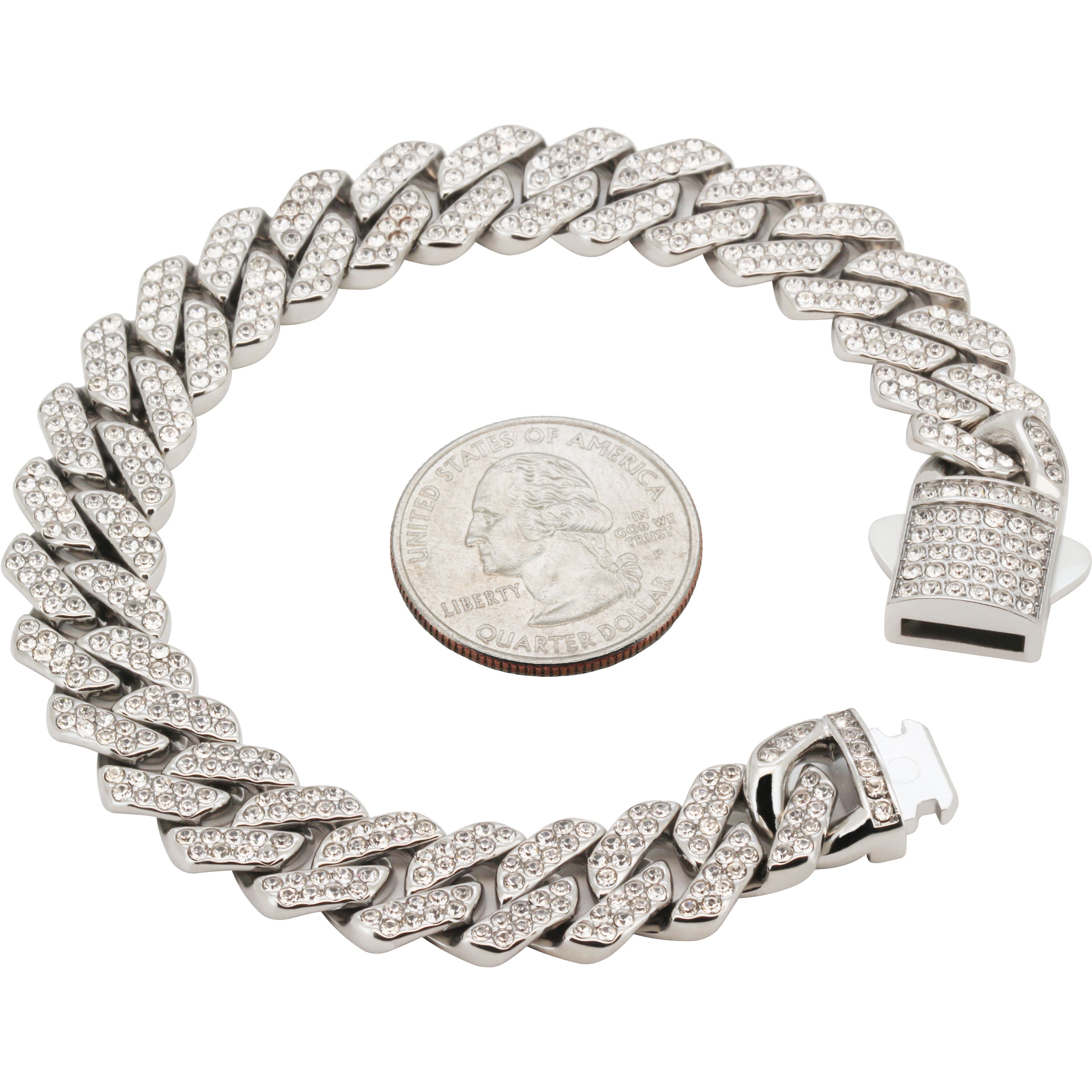 Other 316L SS AAA CZ 13mm Cuban Link Bracelet 8.2” Size ONE SIZE - 1 Thumbnail