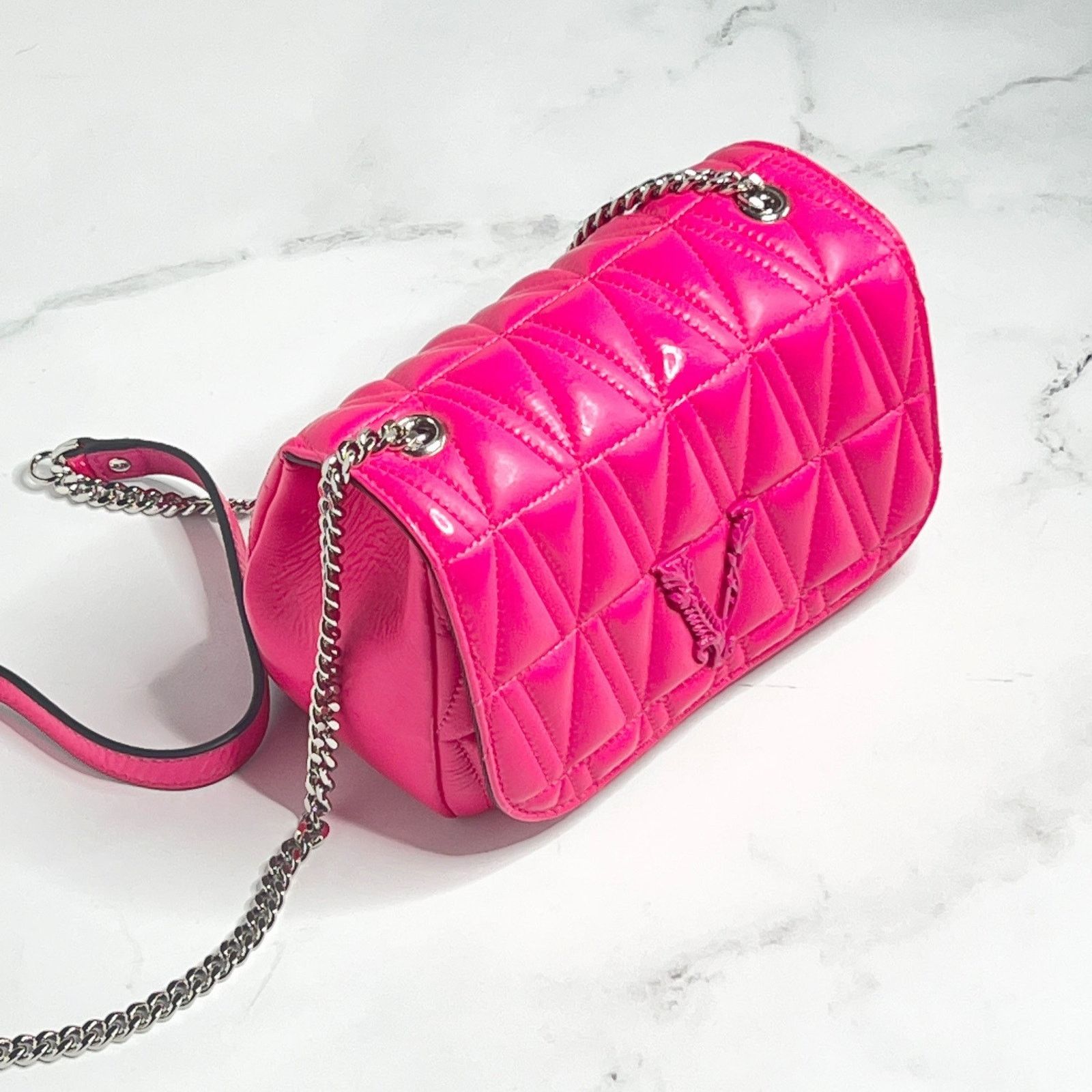 Versace Versace Virtus Quilted Matelassé Leather Crossbody Bag Pink Size ONE SIZE - 3 Thumbnail