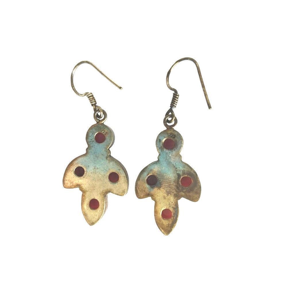 The Unbranded Brand Marquise Burgundy Red Amber Dangle Earrings Sterling Silver Size ONE SIZE - 2 Thumbnail