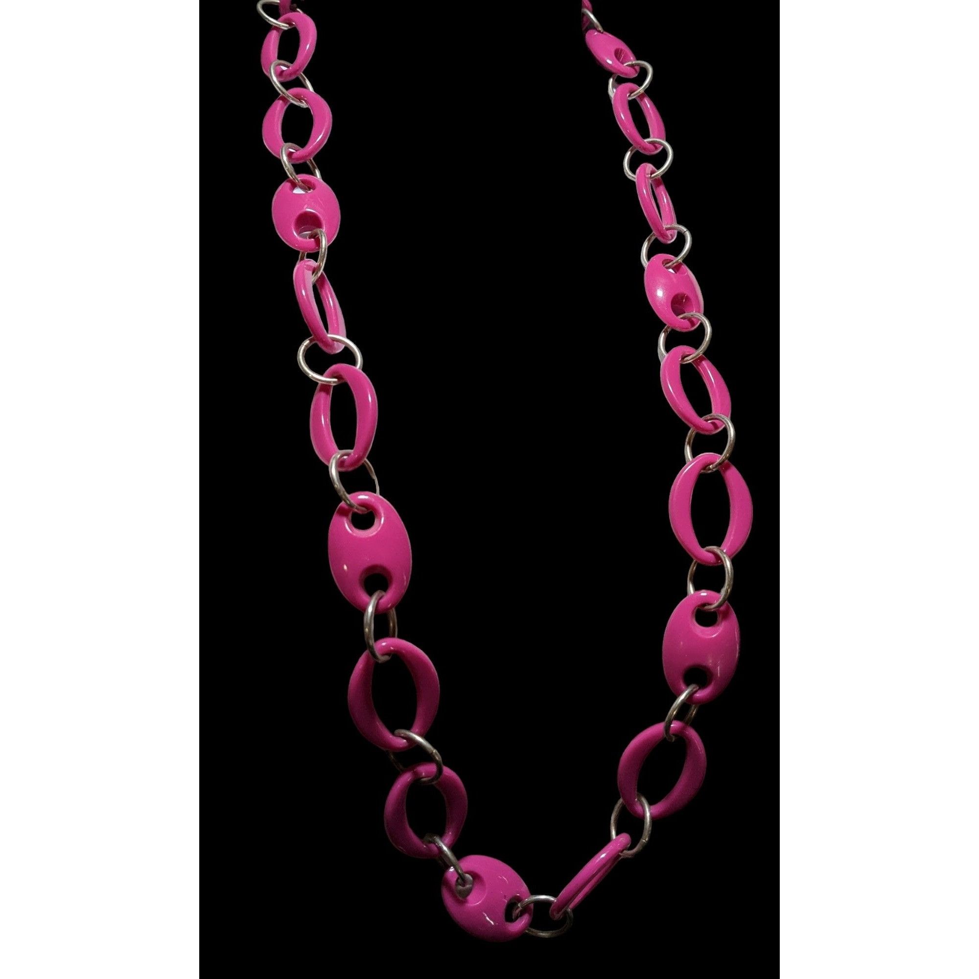 Other 80s Pink And Silver Large Link Necklace. Size ONE SIZE - 5 Thumbnail
