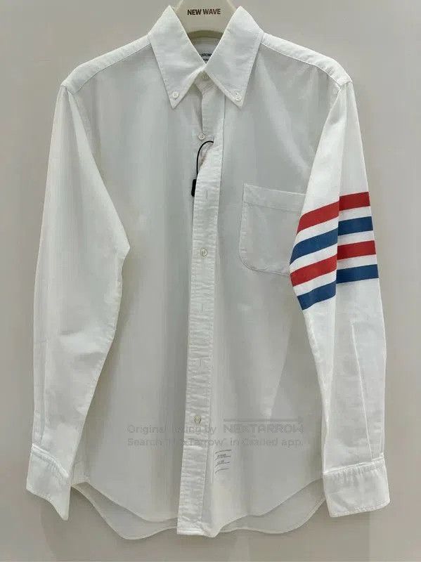 Thom Browne Thom Browne White Striped Long Sleeve Shirt . Size US M / EU 48-50 / 2 - 1 Thumbnail