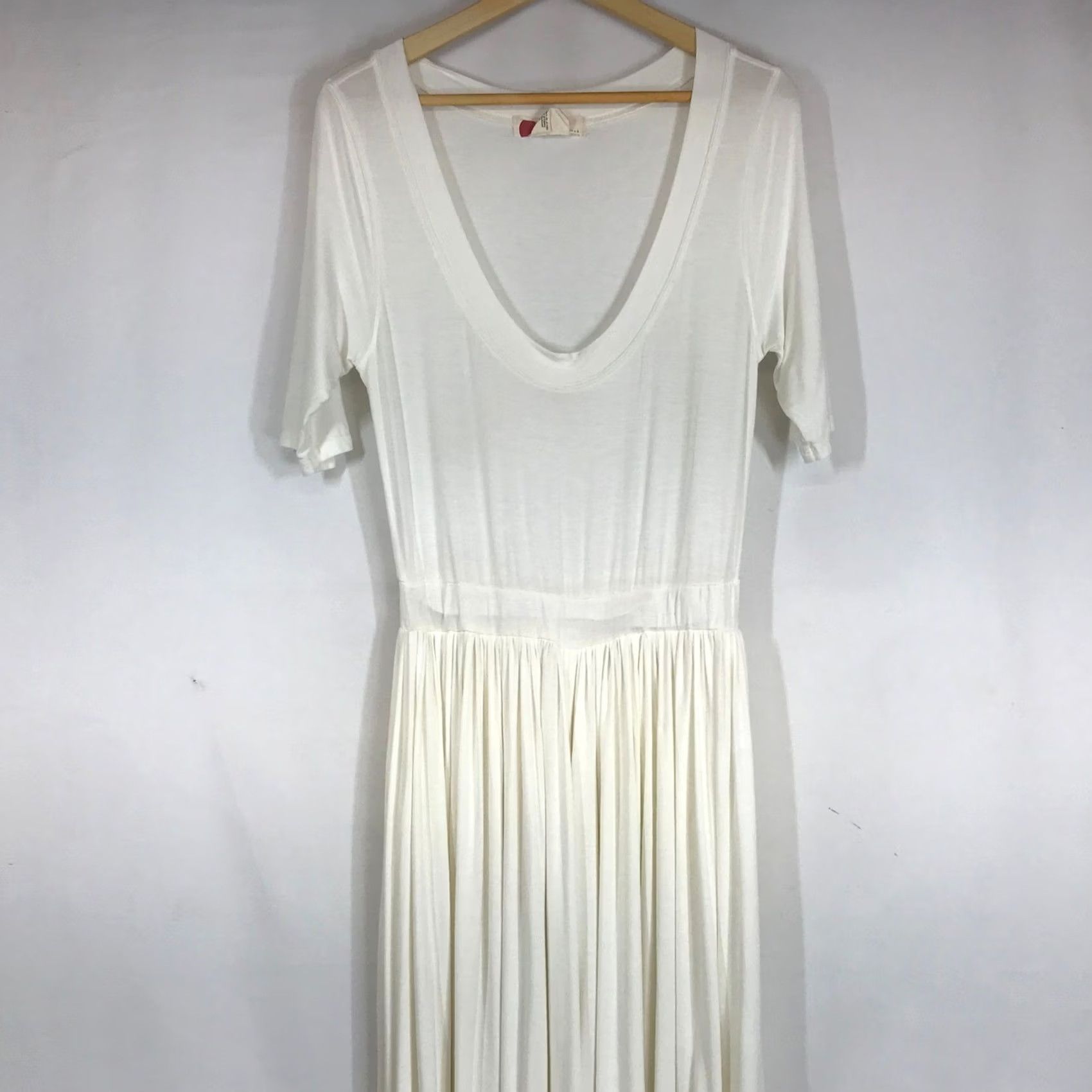 Free People VINTAGE? No — Free People Beach Ivory Wide-Leg Jumpsuit Deep V-Neck Short Sleeve Large Shirt Women L Ivory Wide Leg Jumpsuit Nav? Size 36" / US 14 / IT 50 - 3 Thumbnail