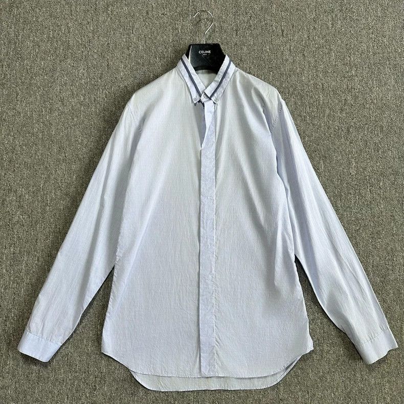 Dior Dior size 39 Smog blue neckline stitching solid color shir Size US XS / EU 42 / 0 - 1 Thumbnail