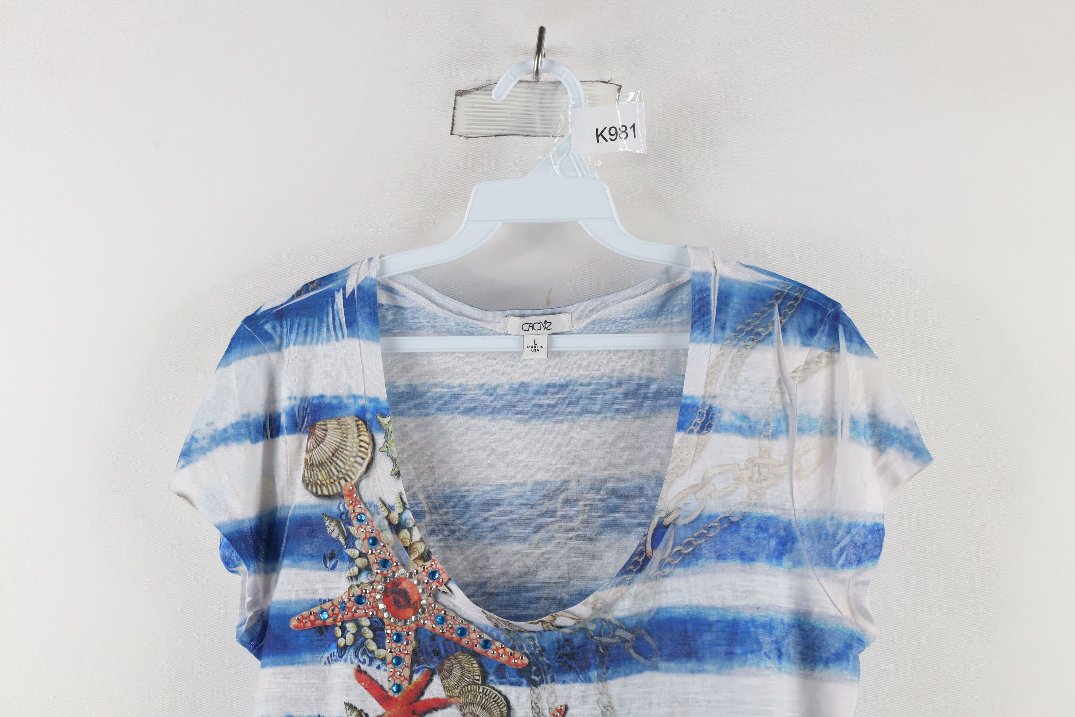 Vintage Vintage Cache Star Fish Knit Short Sleeve T-Shirt USA Size US L / EU 52-54 / 3 - 2 Thumbnail