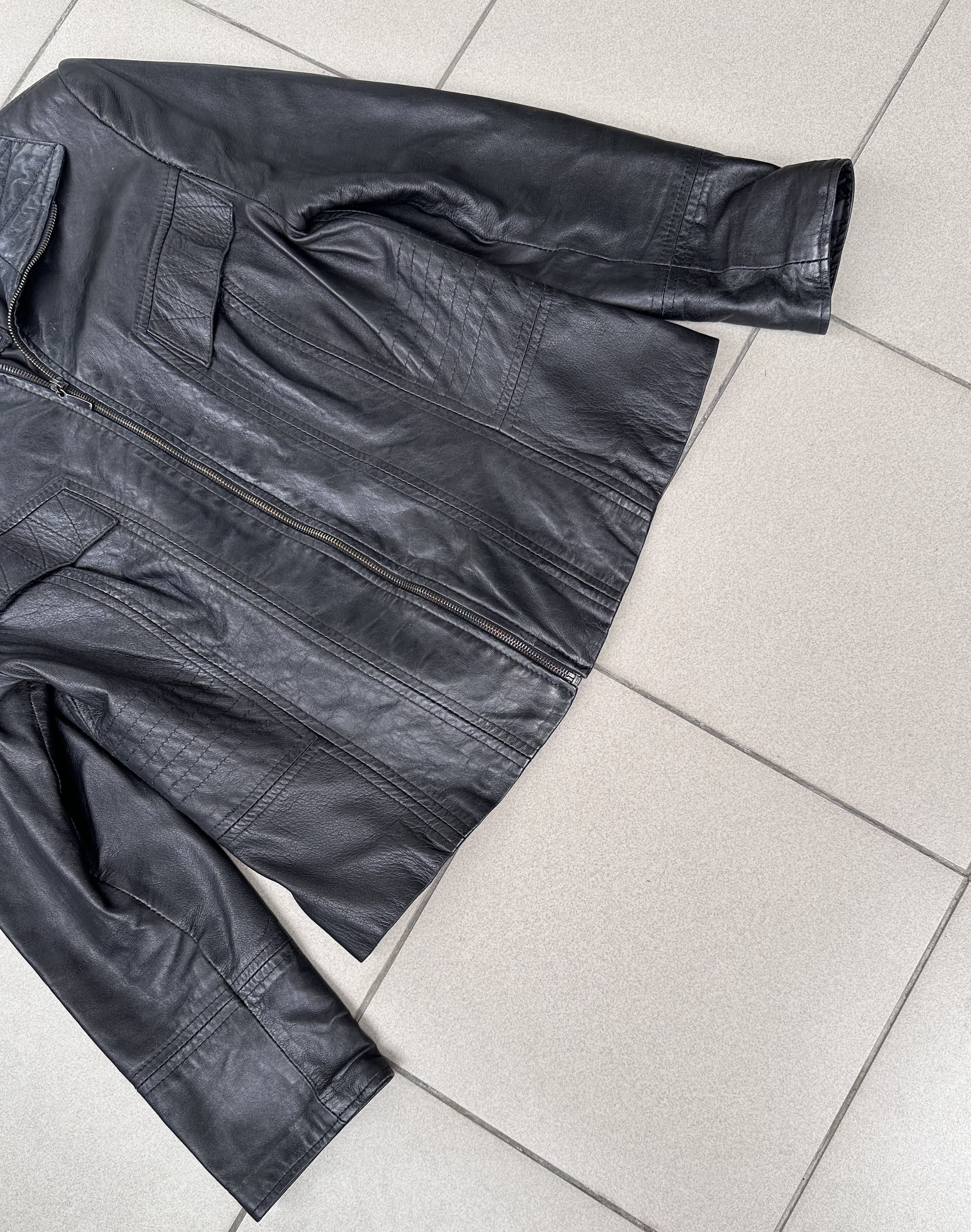 Vintage Vintage Avant Garde women biker boxy leather jacket Size L / US 10 / IT 46 - 4 Thumbnail