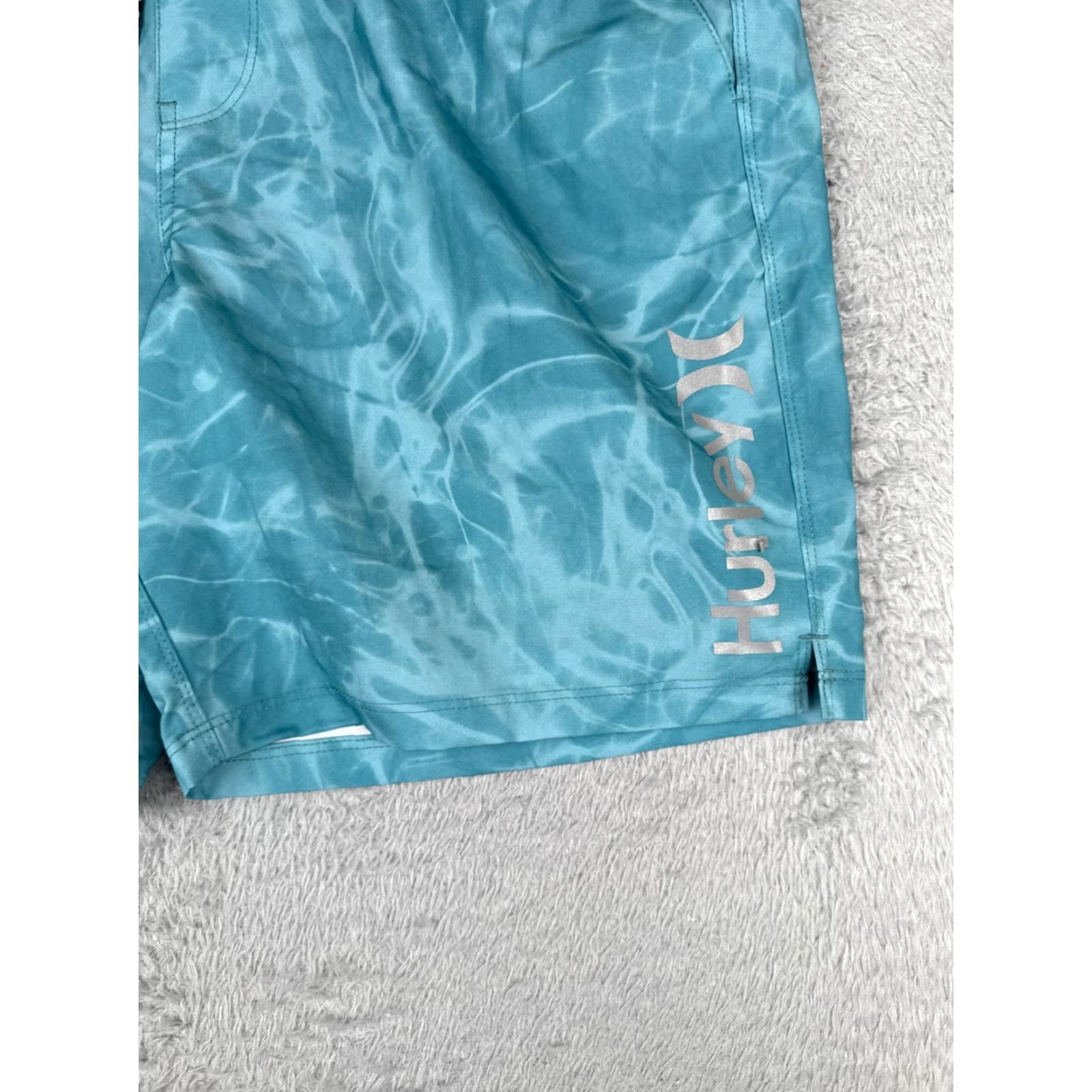 Hurley Hurley Swim Trunks Mens XL Blue Water Pattern Lined Elastic Waist Board Shorts Size US 36 / EU 52 - 2 Thumbnail